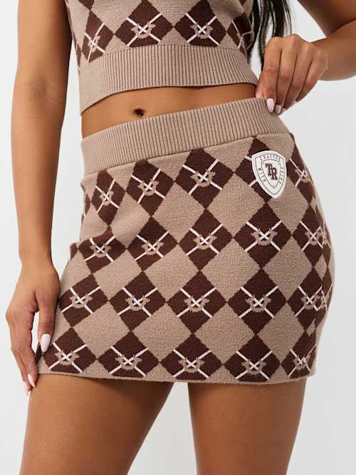 Women's Argyle Mini Sweater Skirt