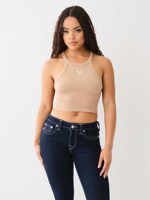 БЕСШОВНЫЙ УКОРОЧЕННЫЙ ТОП НА БРЕТЕЛЯХ