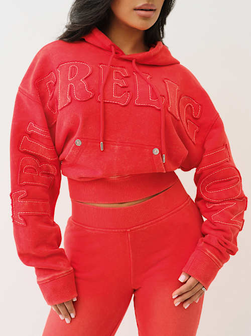 ПРИТАЛЕННАЯ ТОЛСТОВКА С ВИНТАЖНОЙ АППЛИКАЦИЕЙ И ЛОГОТИПОМ