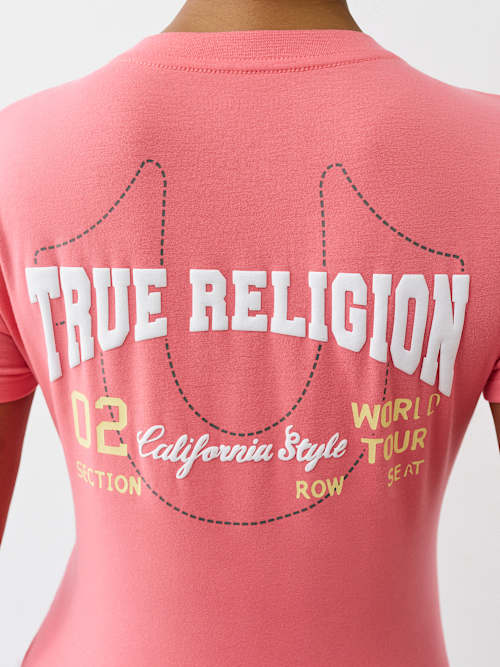 ФУТБОЛКА С V-ОБРАЗНЫМ ВЫРЕЗОМ И ЛОГОТИПОМ С ПЫШНЫМ ПРИНТОМ