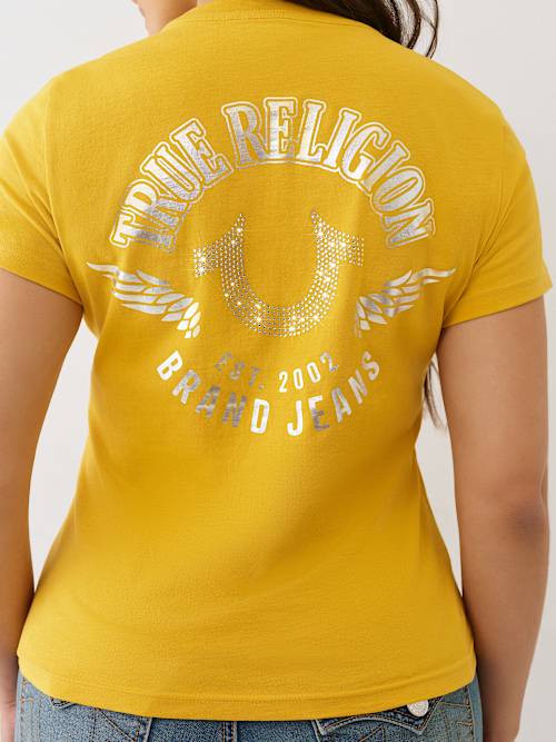 ФУТБОЛКА ДЛЯ ЭКИПАЖА С КРЫЛЫШКАМИ В ВИДЕ ХРУСТАЛЬНОЙ ПОДКОВЫ