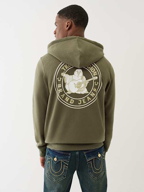 ТОЛСТОВКА С КАПЮШОНОМ НА МОЛНИИ С ИЗОБРАЖЕНИЕМ ПЕЧАТИ БУДДЫ