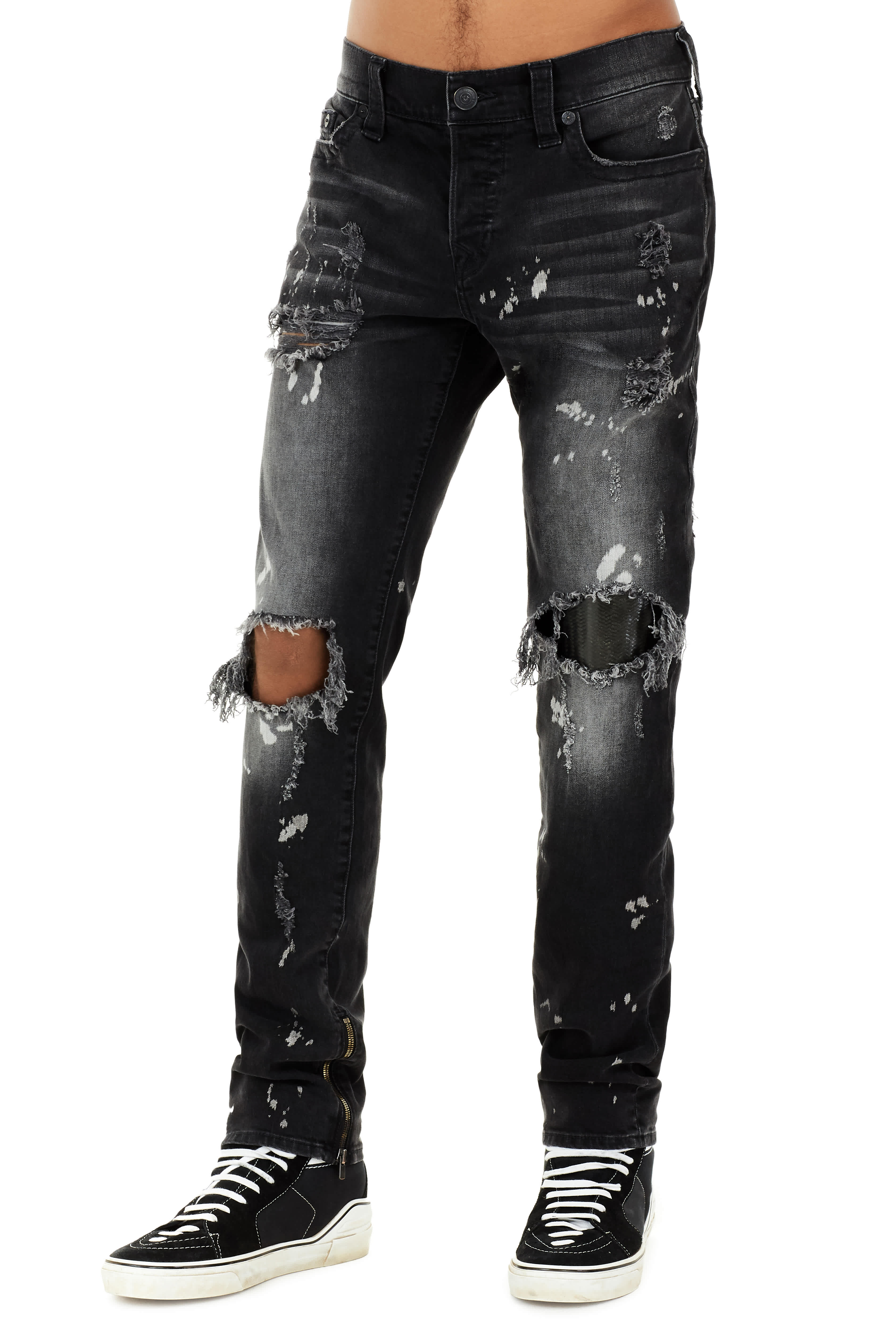 MENS BLEACH SPLATTER DESTROYED ROCCO SKINNY JEAN, image 1