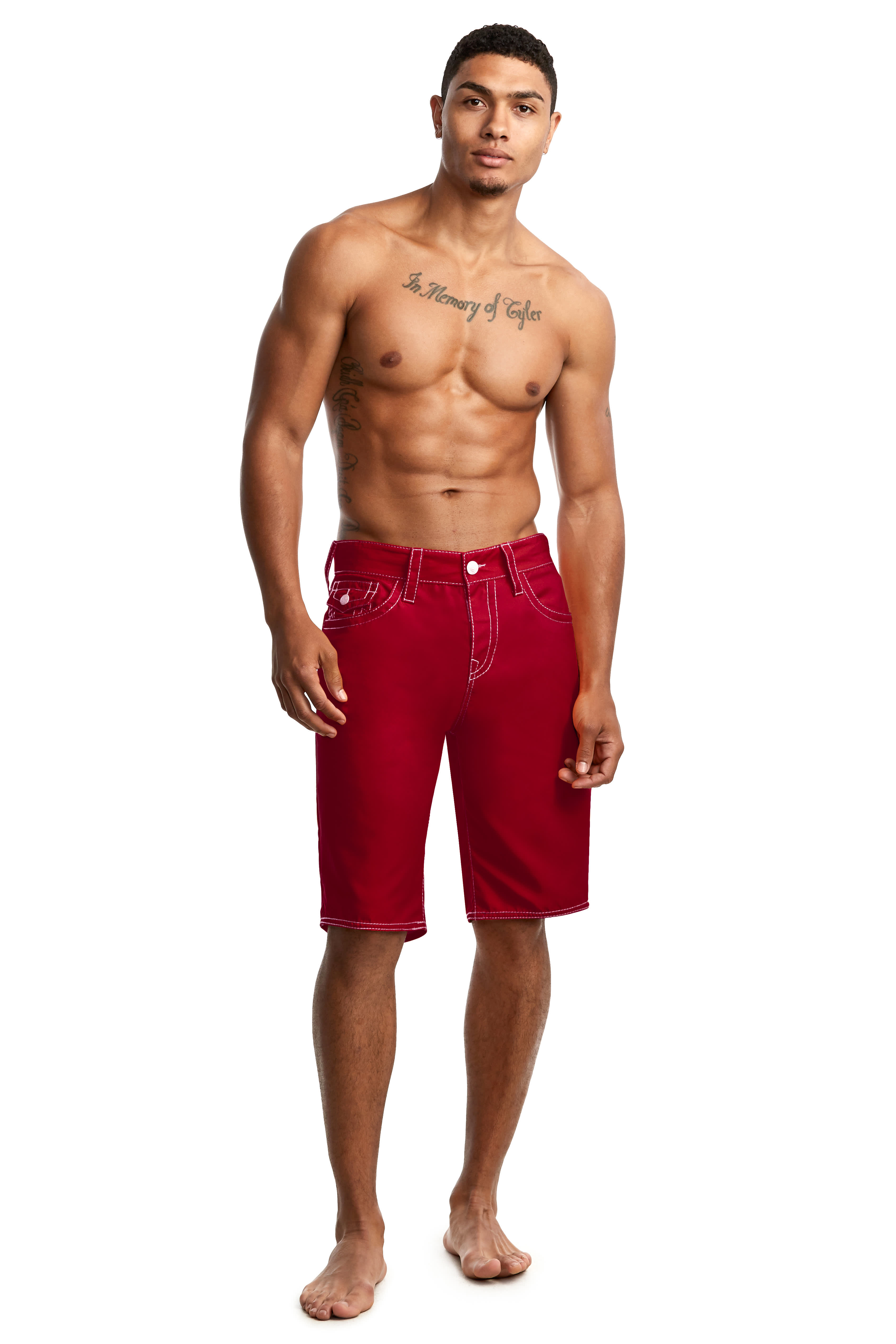 MENS BOARD SHORT WITH CONTRAST BIG T
