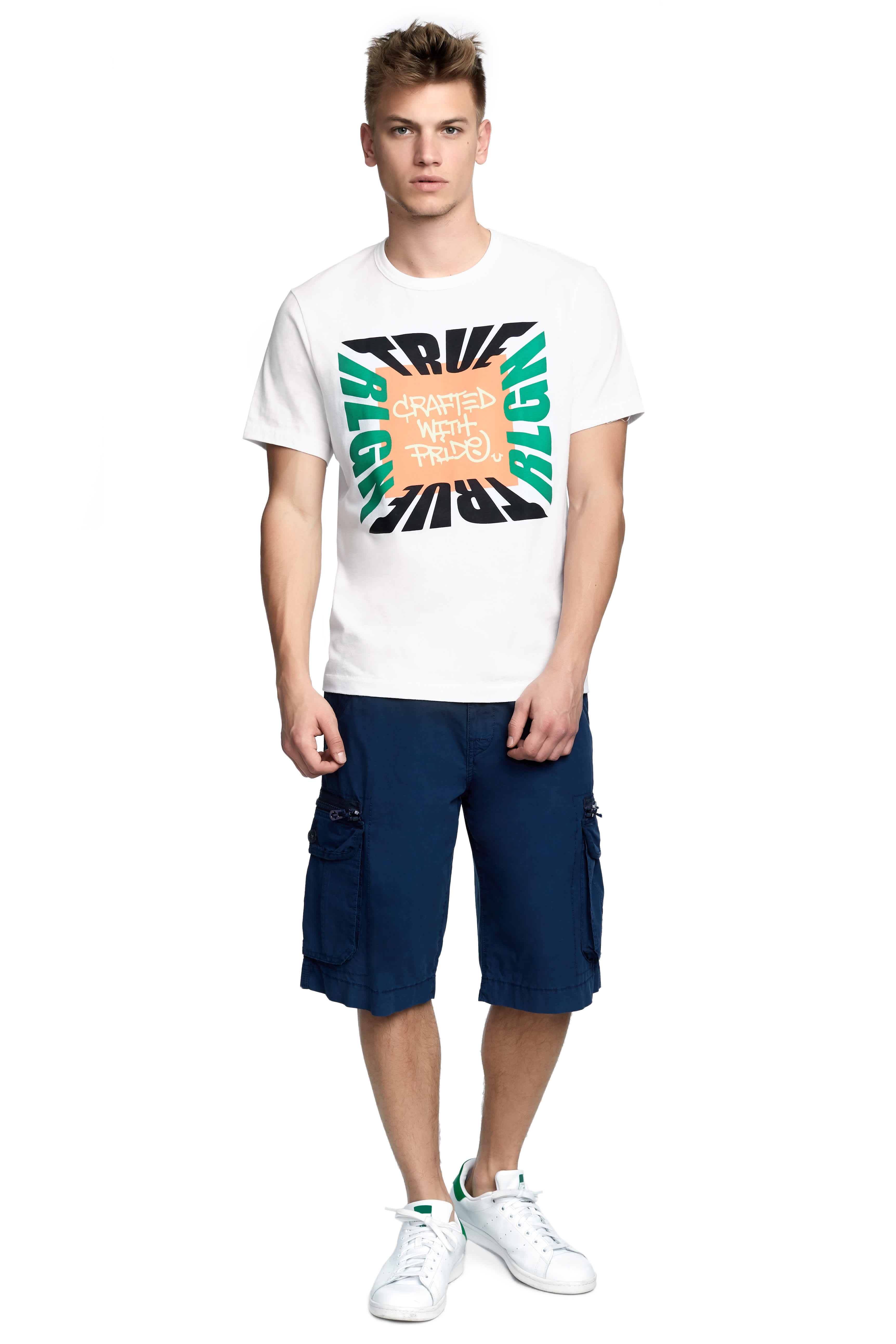 MENS COLOR BLOCK BRAND GRAPHIC TEE