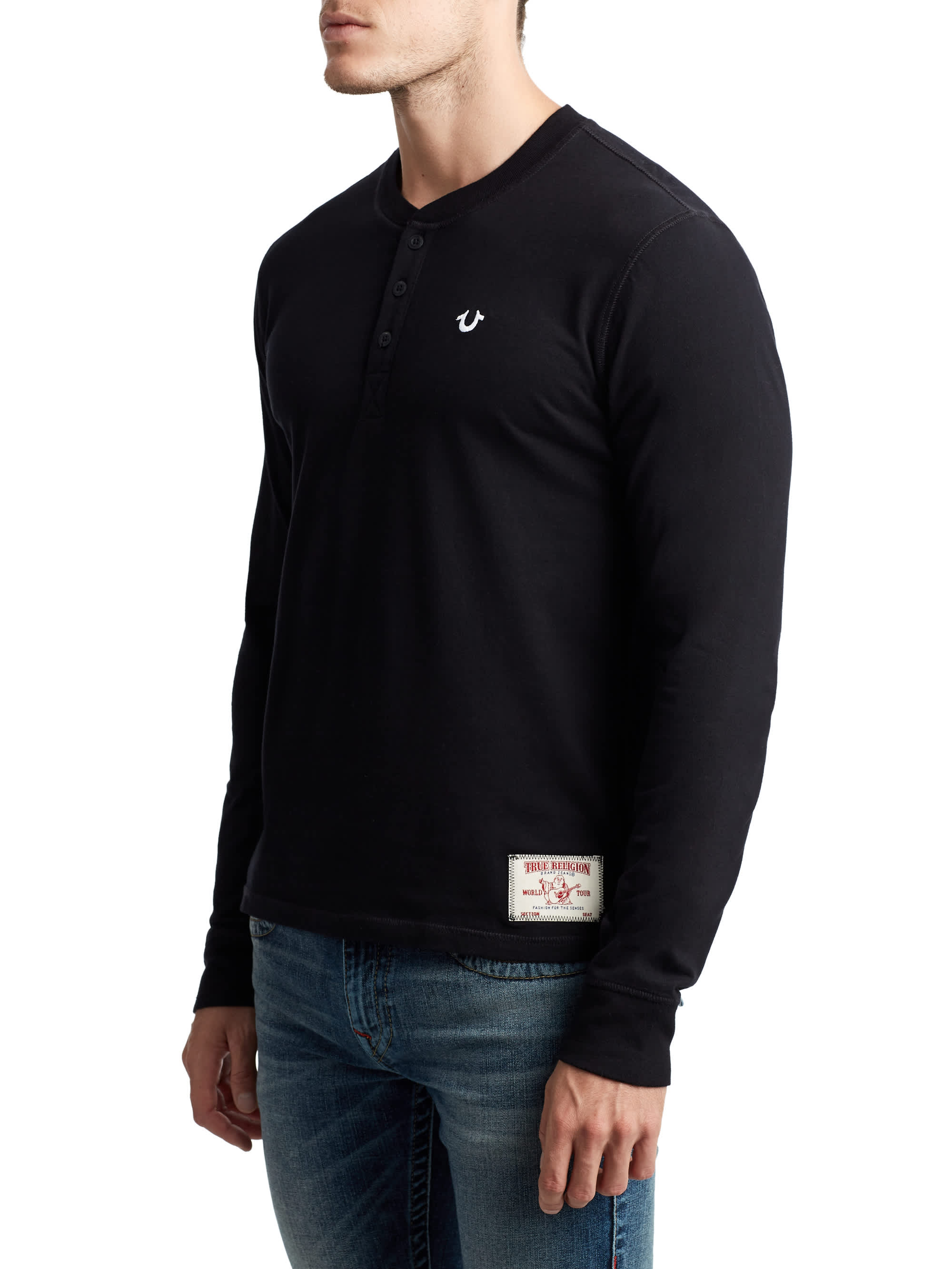 MENS CLASSIC EMBROIDERED HENLEY
