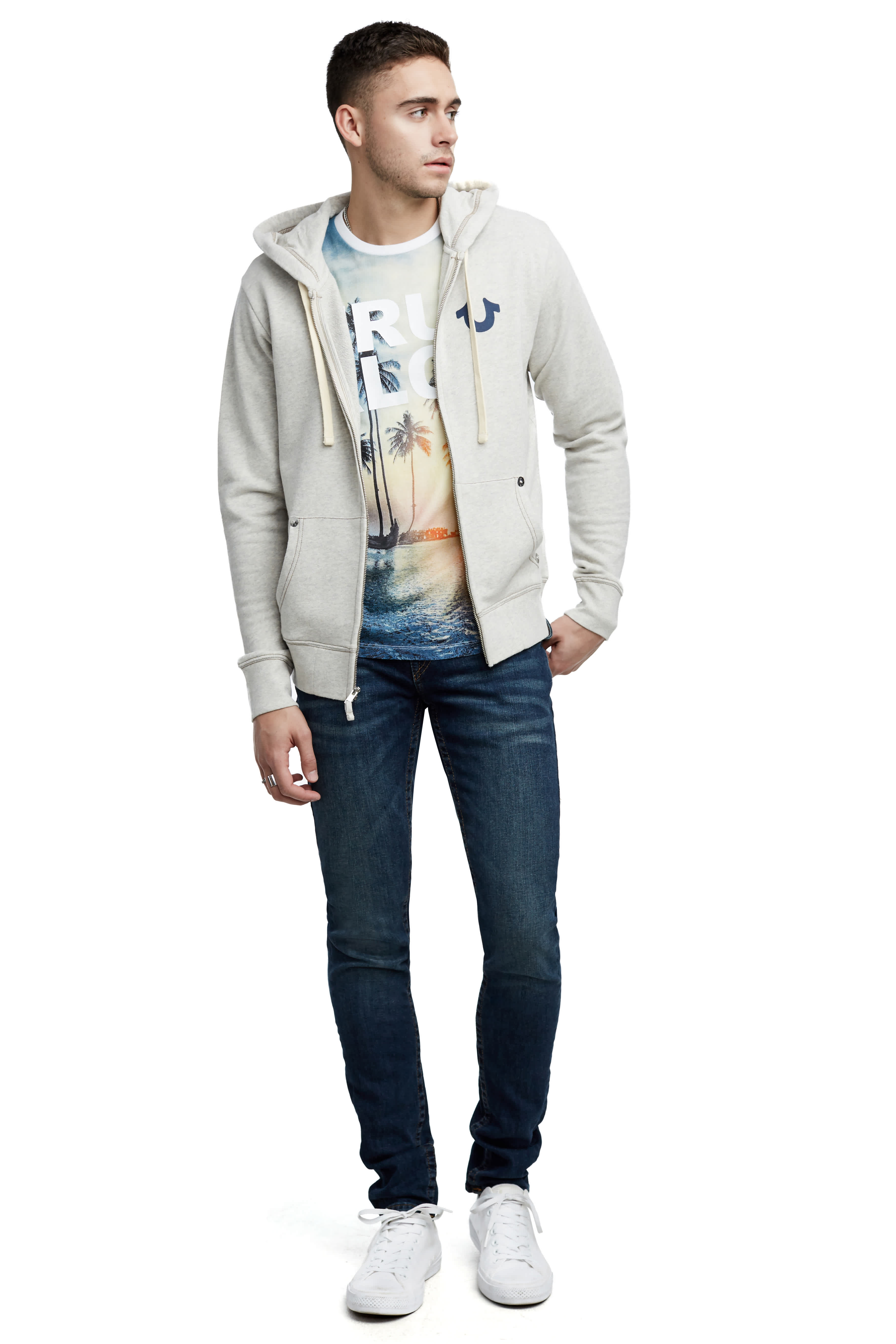 True religion classic logo zip hoodie hotsell