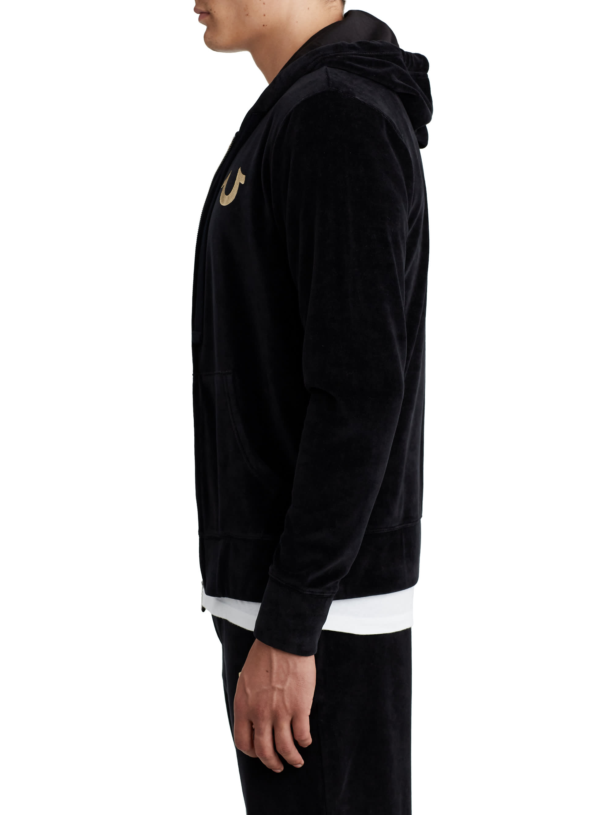 Mens velour zip up hoodie on sale