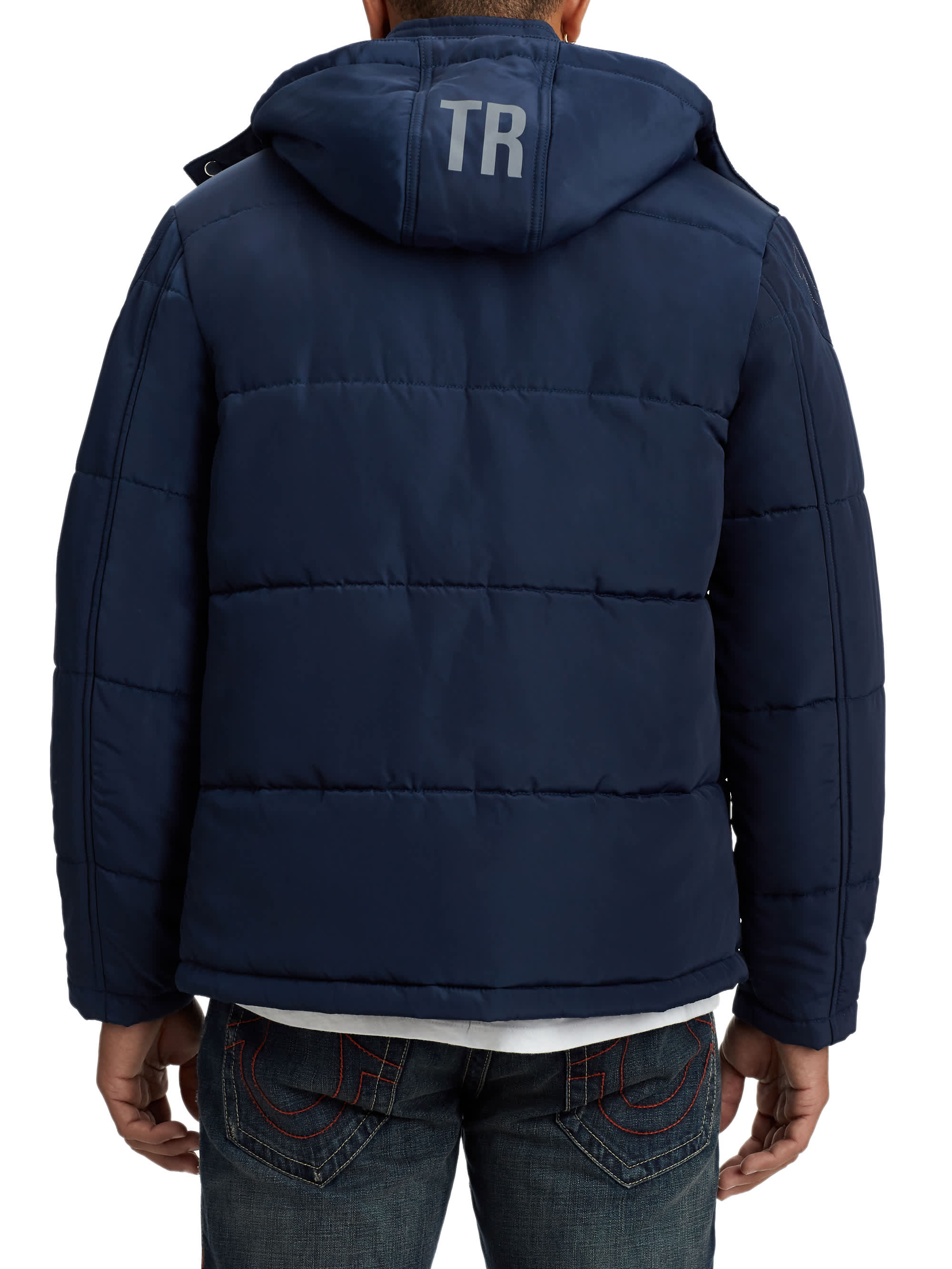 MENS HOODED PUFFER JACKET - Navy | True Religion MENS HOODED PUFFER JACKET - Navy | True Religion