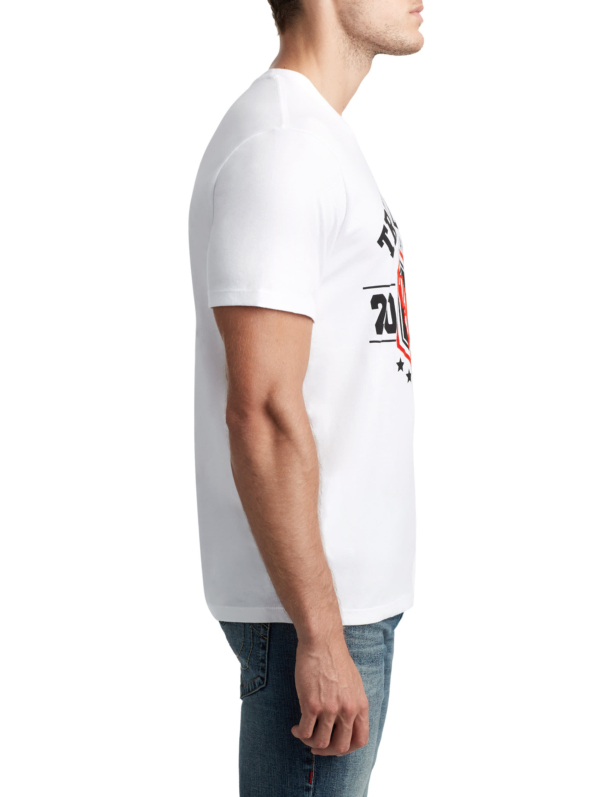 MENS FLOCKED ATHLETIC GRAPHIC TEE
