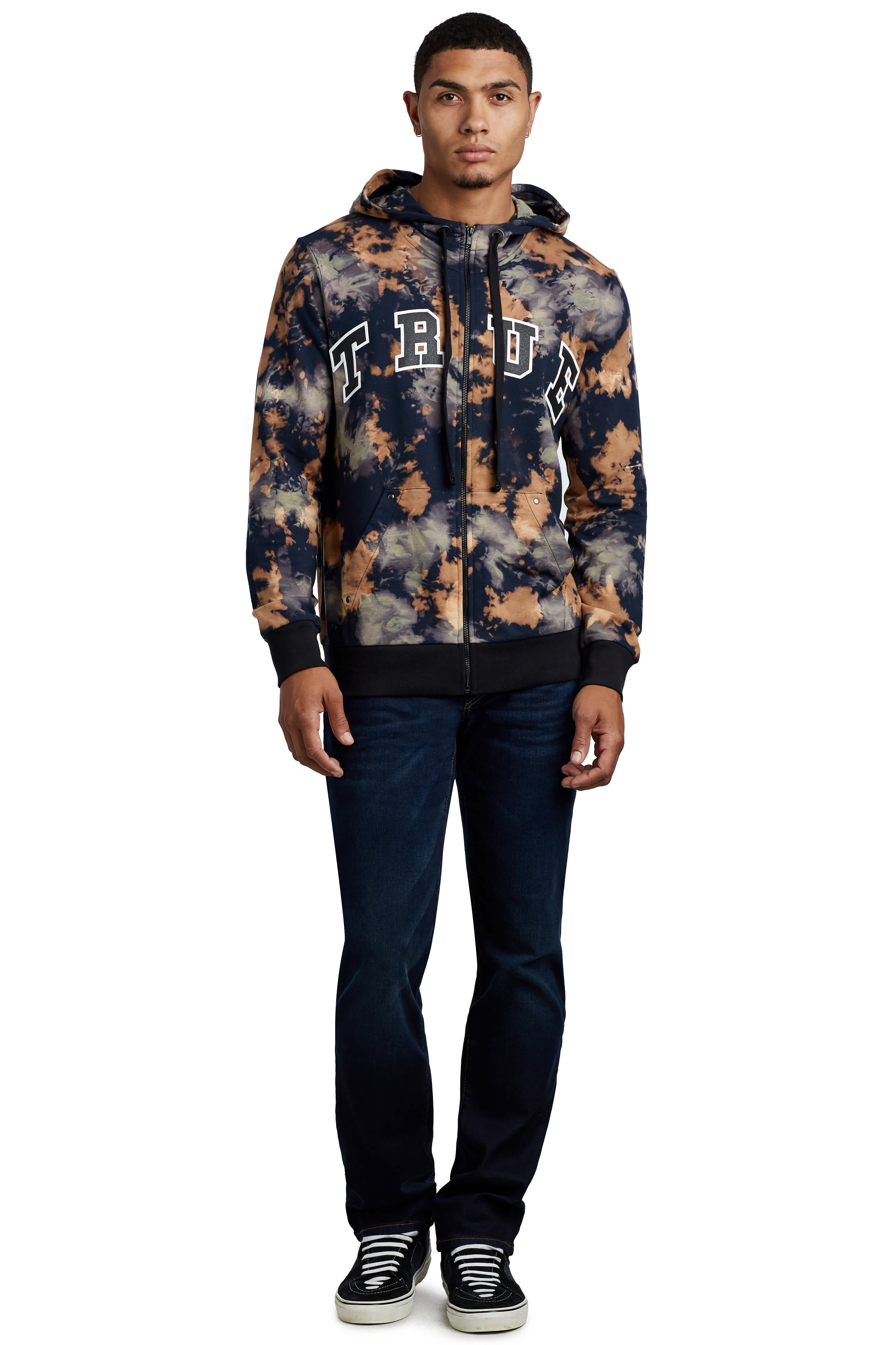 Mens tie dye zip up hoodie sale