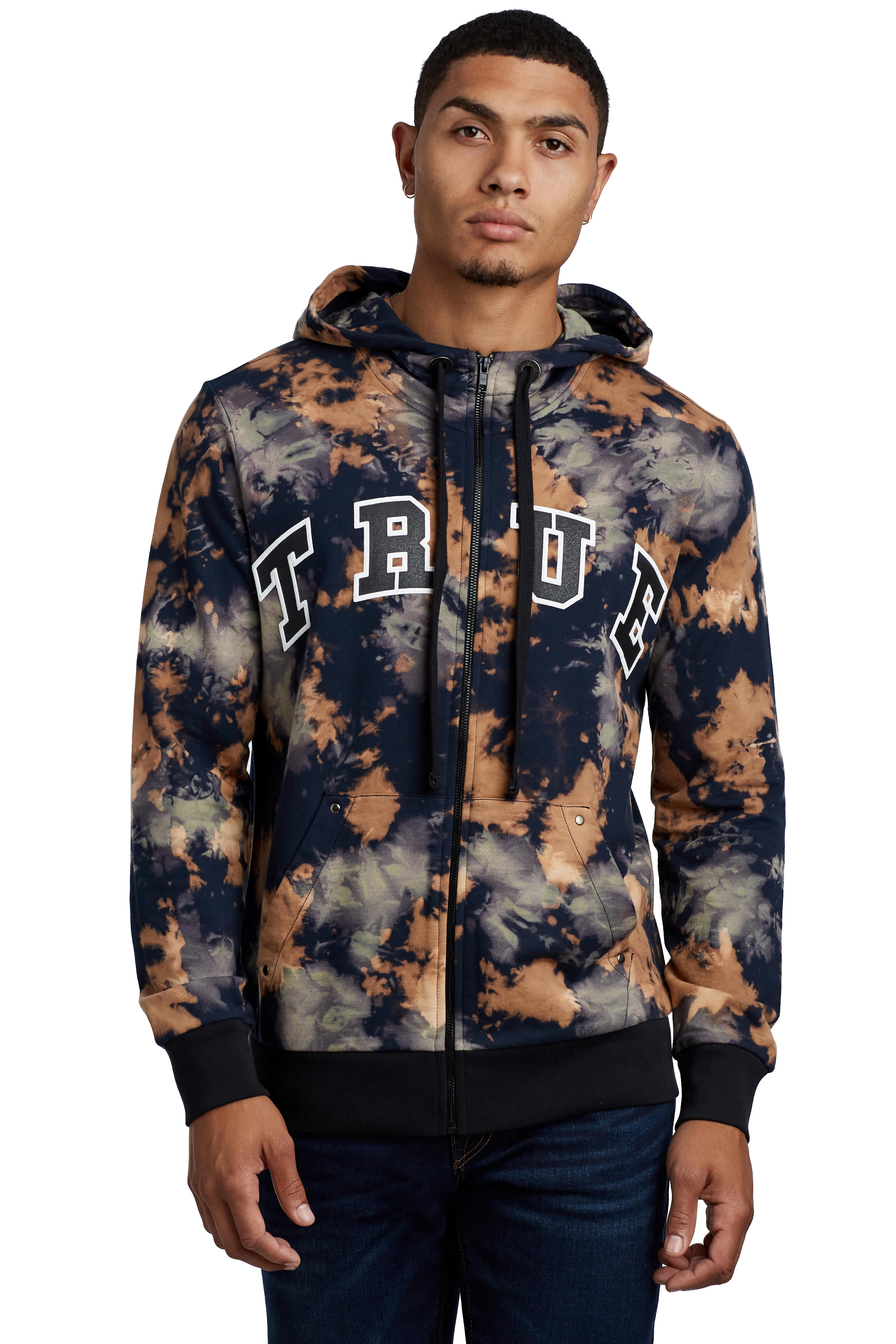 Tie dye zip up hoodie mens sale