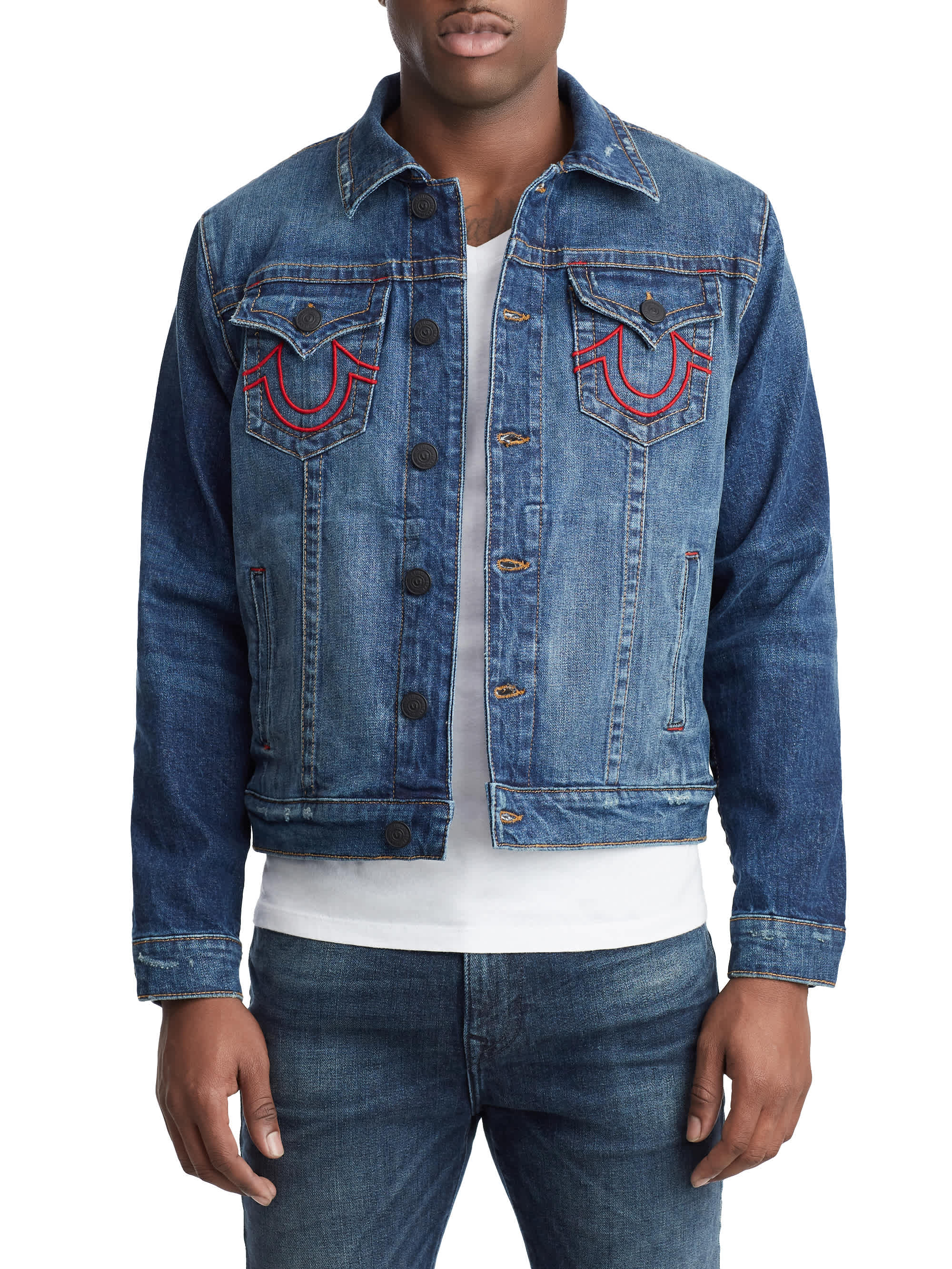 MENS TR X MANCHESTER UNITED EMBROIDERED DENIM JACKET