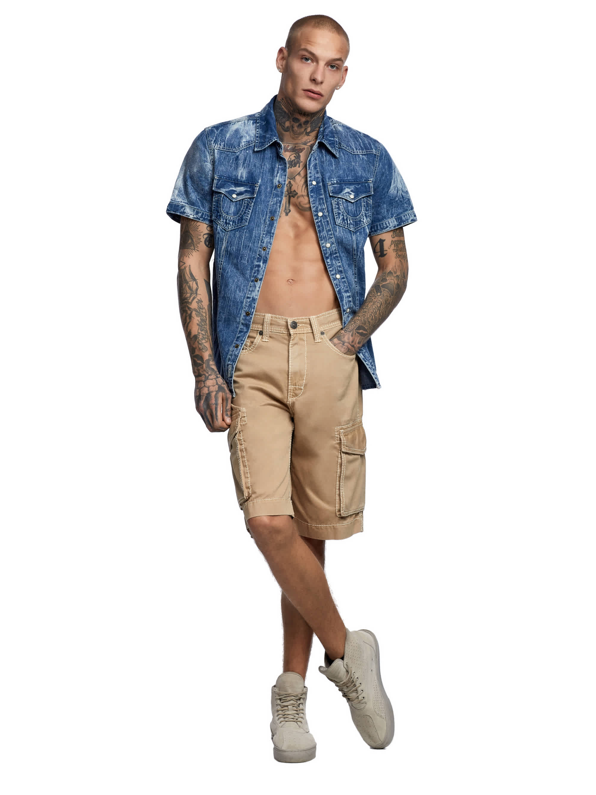 MENS MARBLED DENIM BUTTON DOWN WESTERN SHIRT, image 1