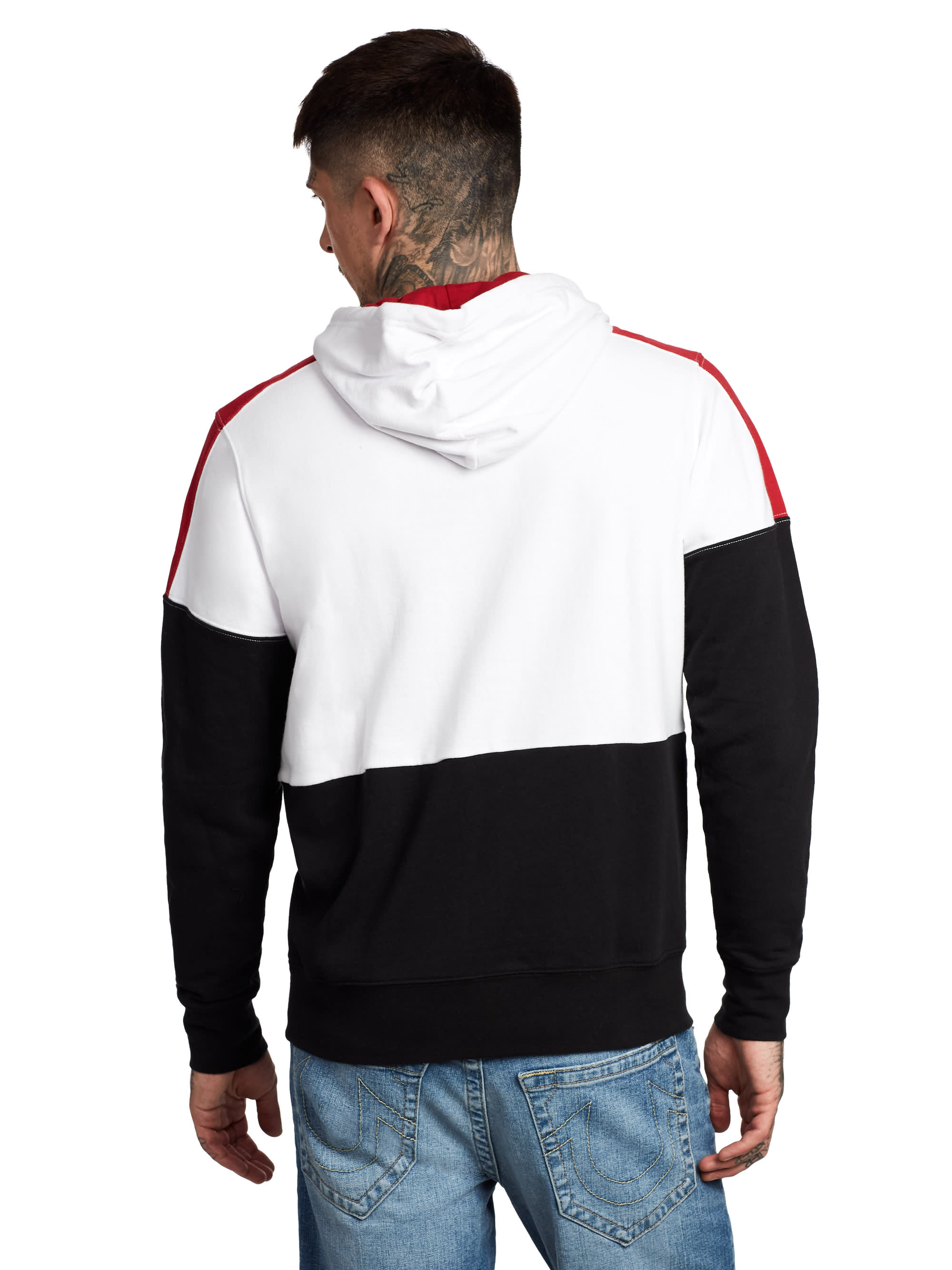 COLORBLOCK BOX PULLOVER HOODIE - Black/White | True Religion
