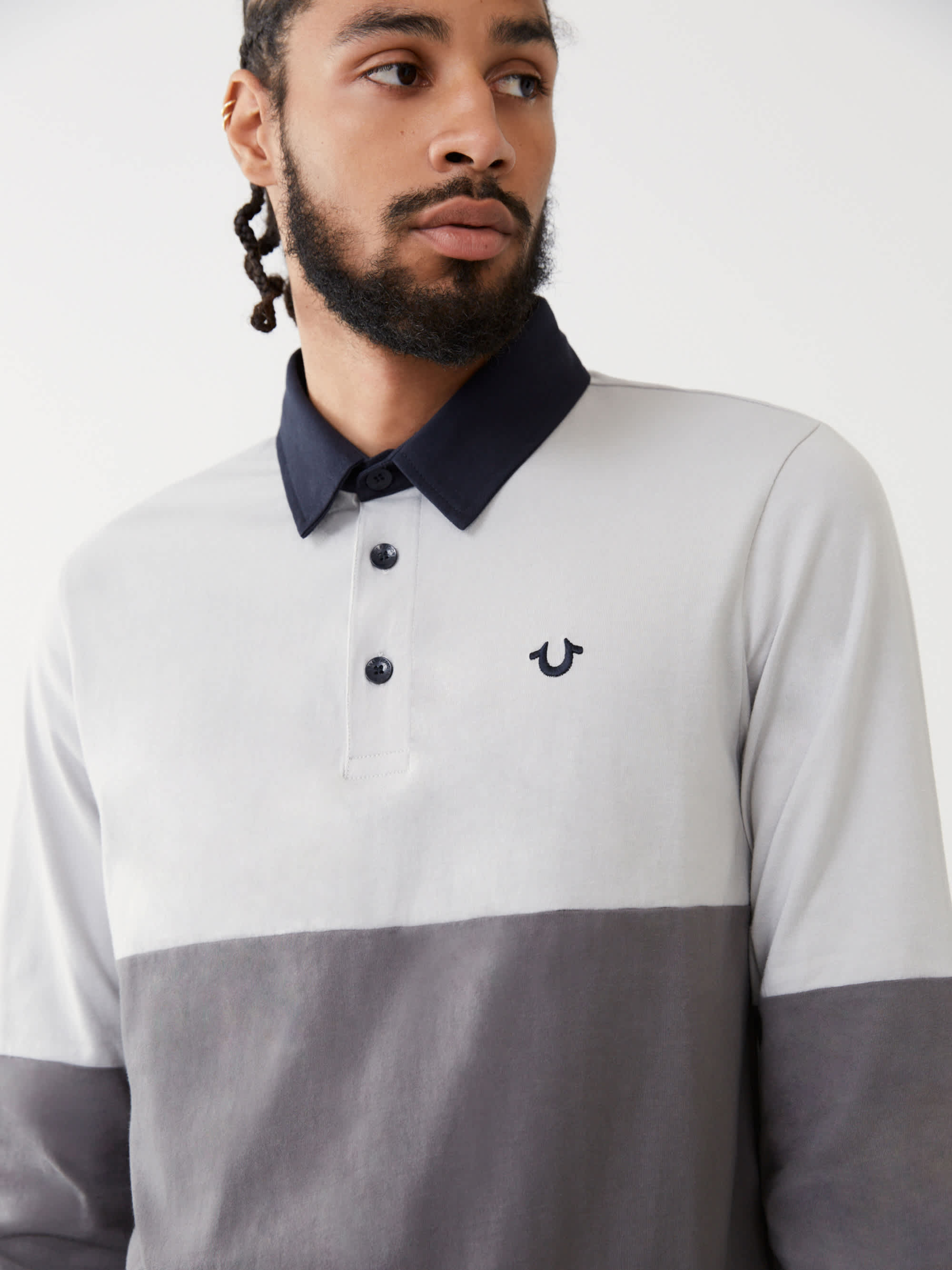 COLOR BLOCK RUGBY SHIRT Grey True Religion