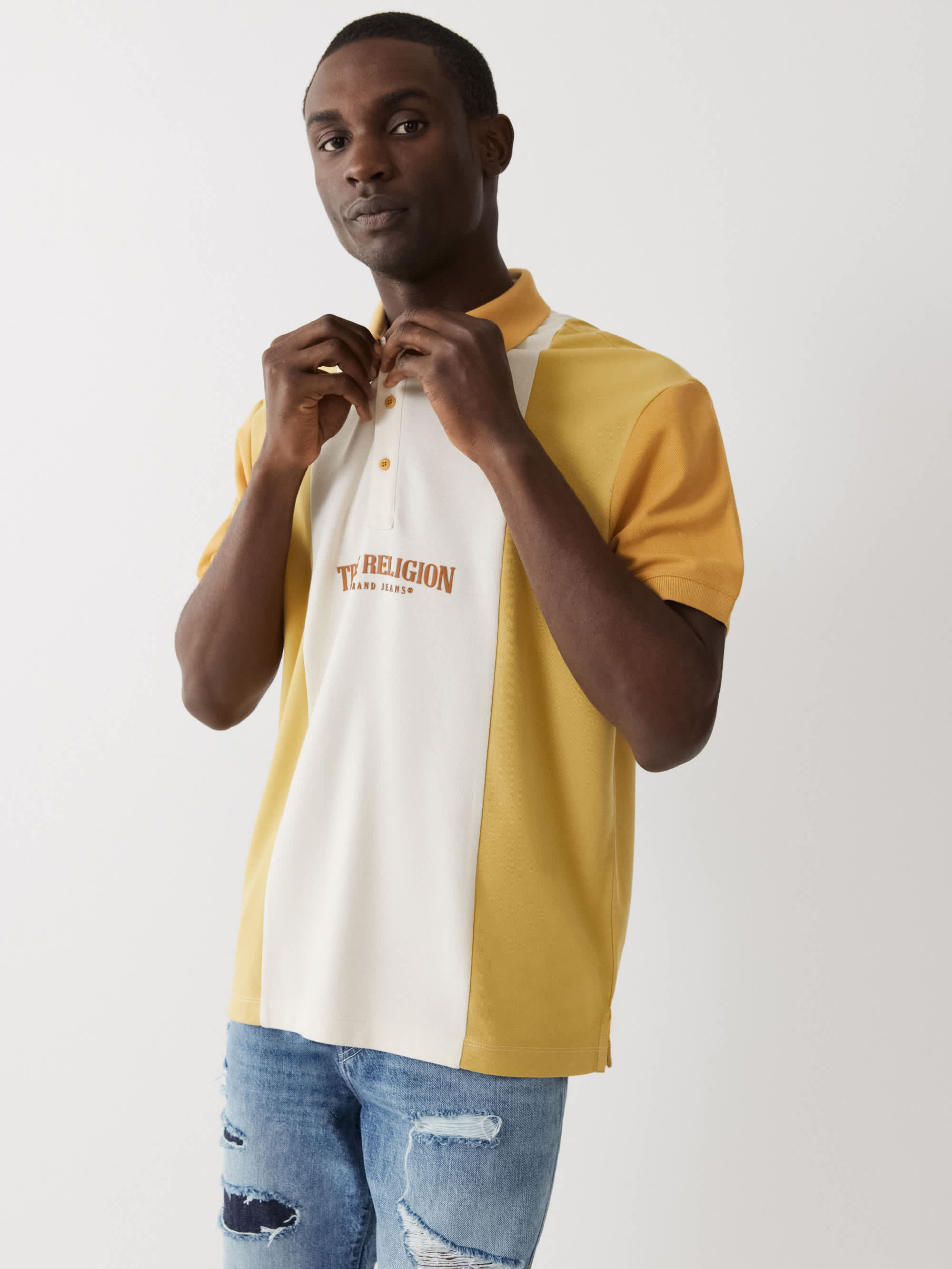 COLOR BLOCK LOGO POLO SHIRT