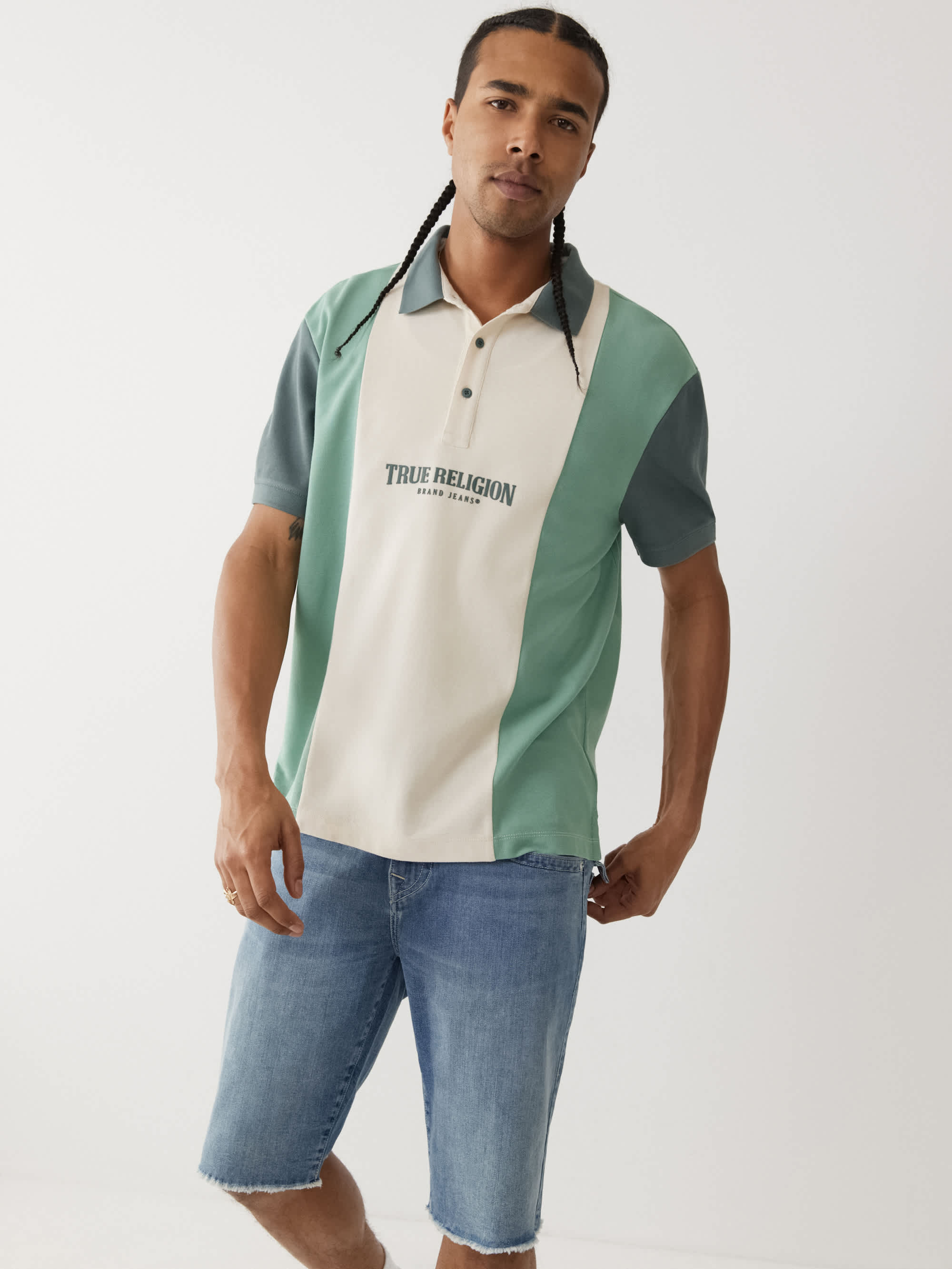 COLOR BLOCK LOGO POLO SHIRT