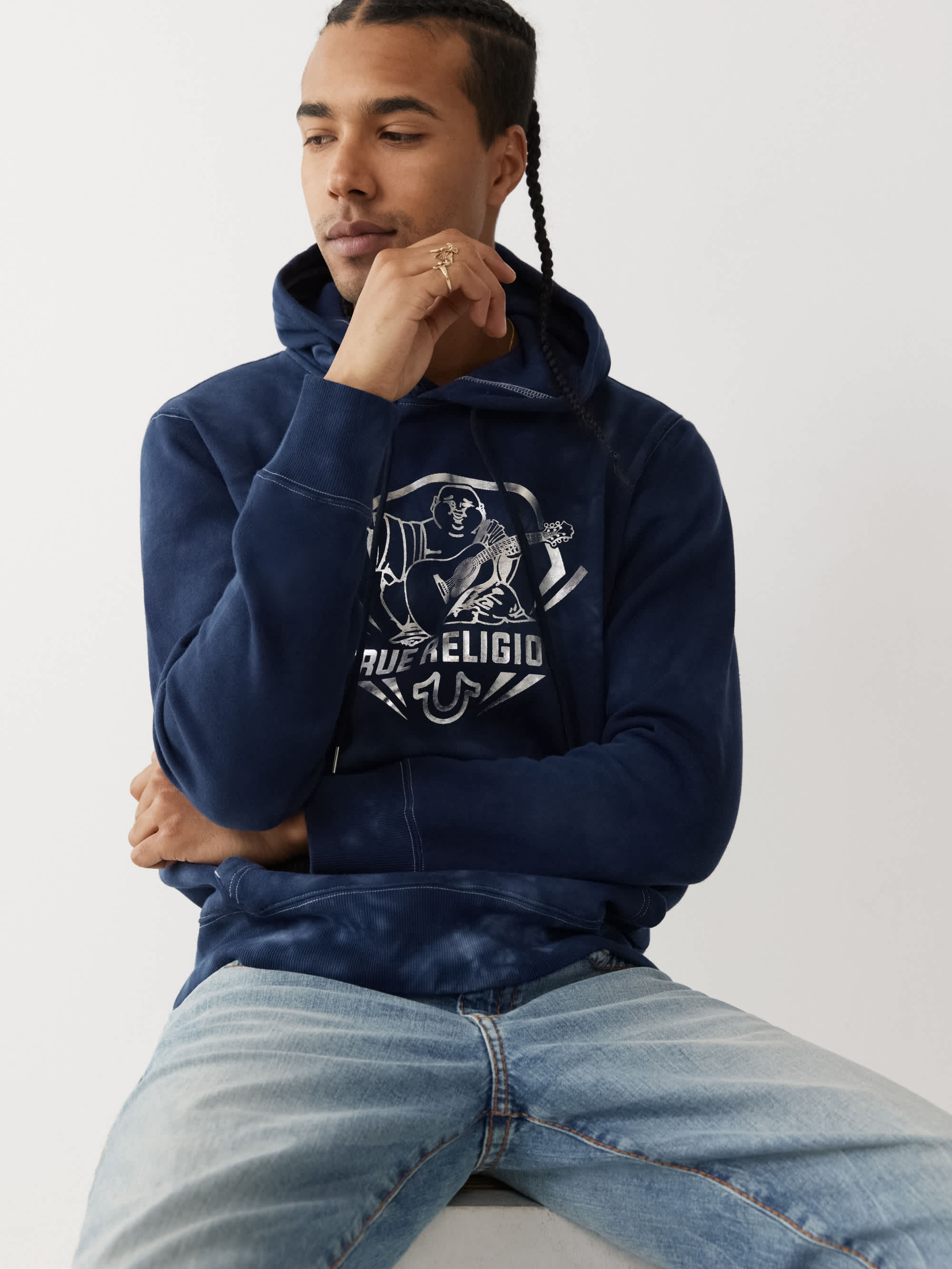 TIE DYE BUDDHA LOGO HOODIE
