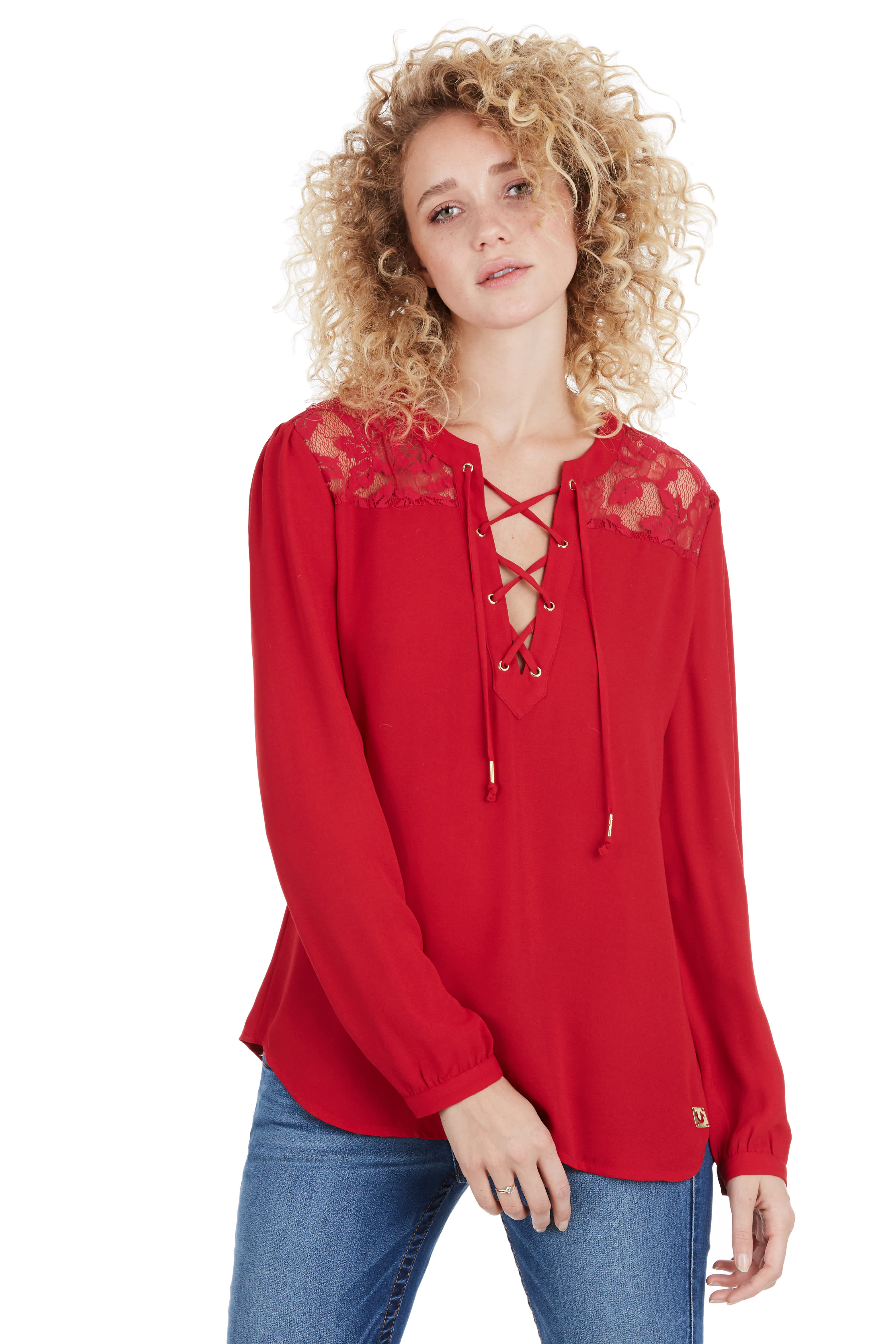 LACE PANEL WOMENS TOP