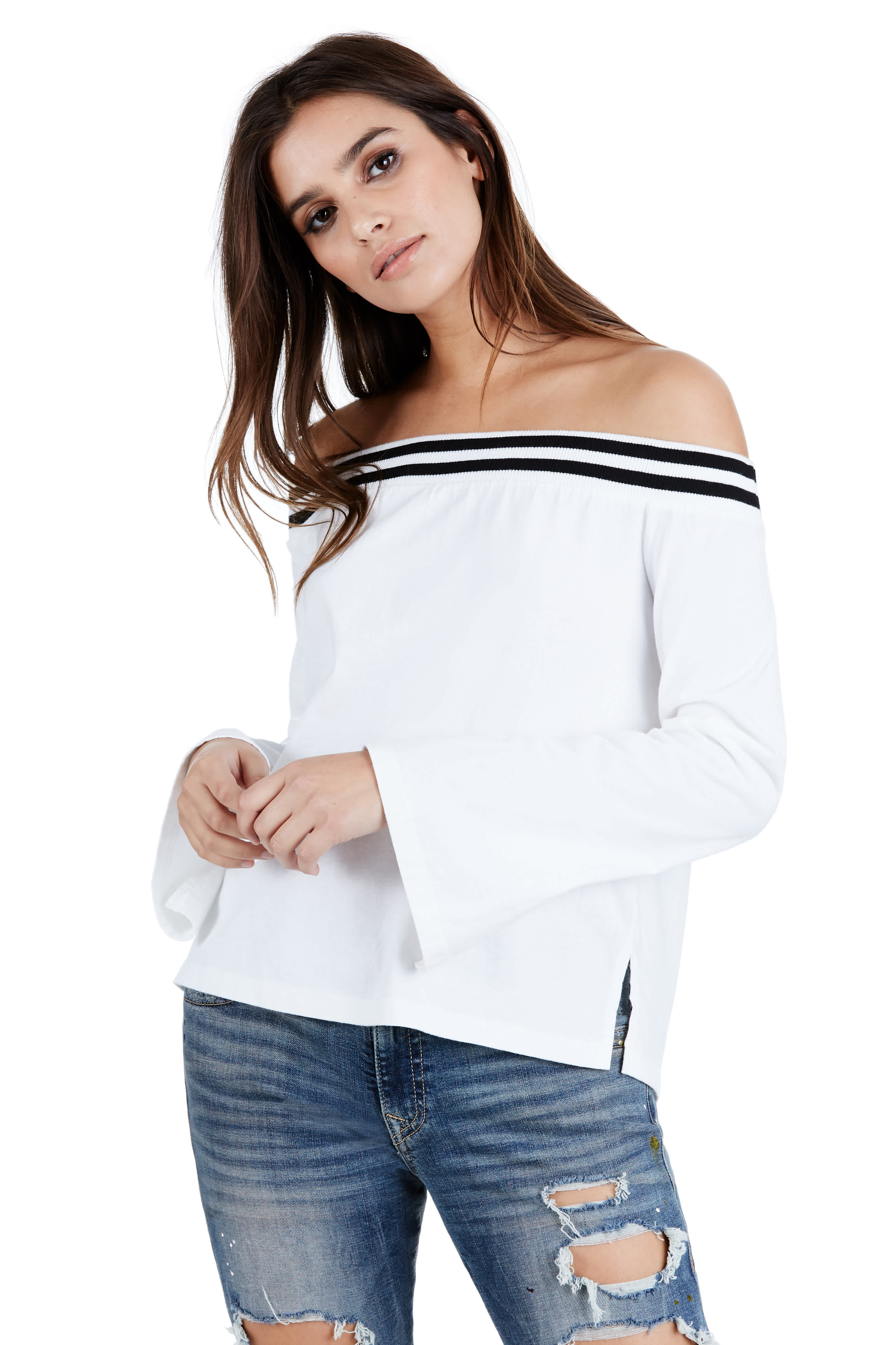 WOMENS EMBROIDERED OFF SHOULDER TOP