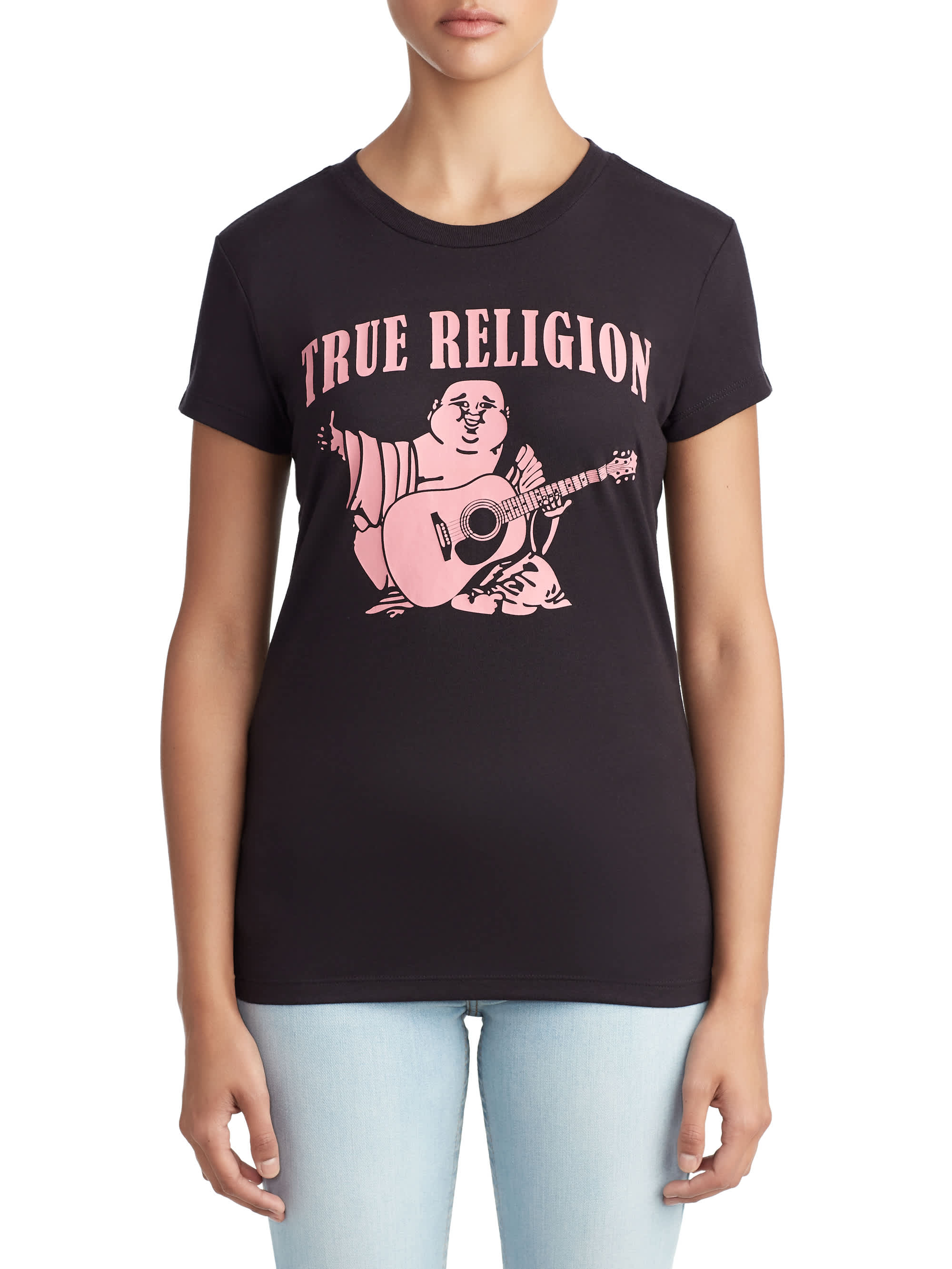 WOMENS CLASSIC BUDDHA LOGO GRAPHIC TEE FOR BREAST CANCER