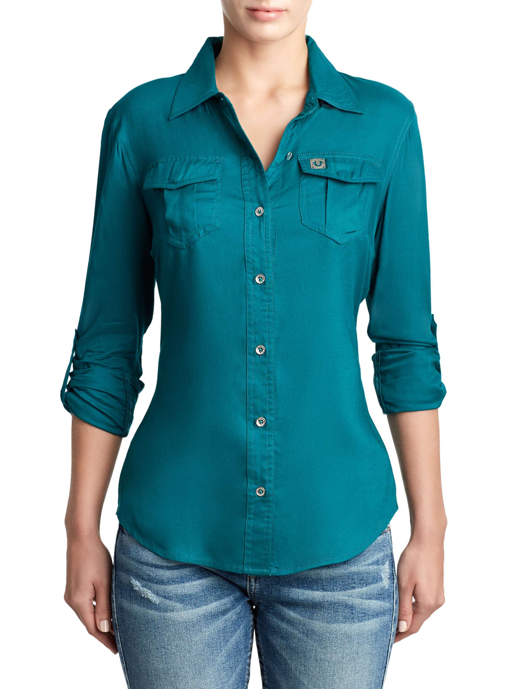 WOMENS BUTTON UP BLOUSE