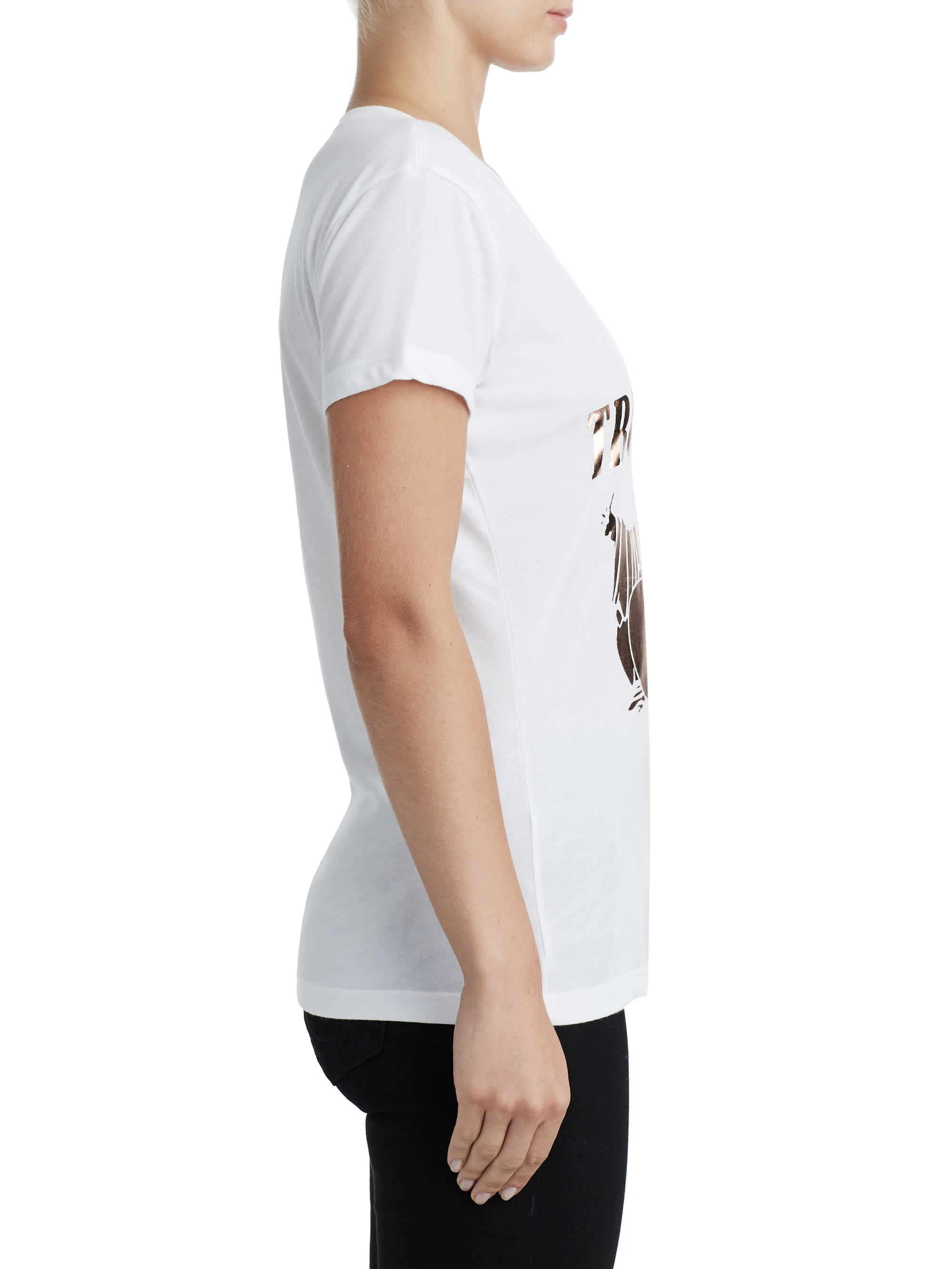 WOMENS CUT AND SEW STRAPPY GRAPHIC TEE