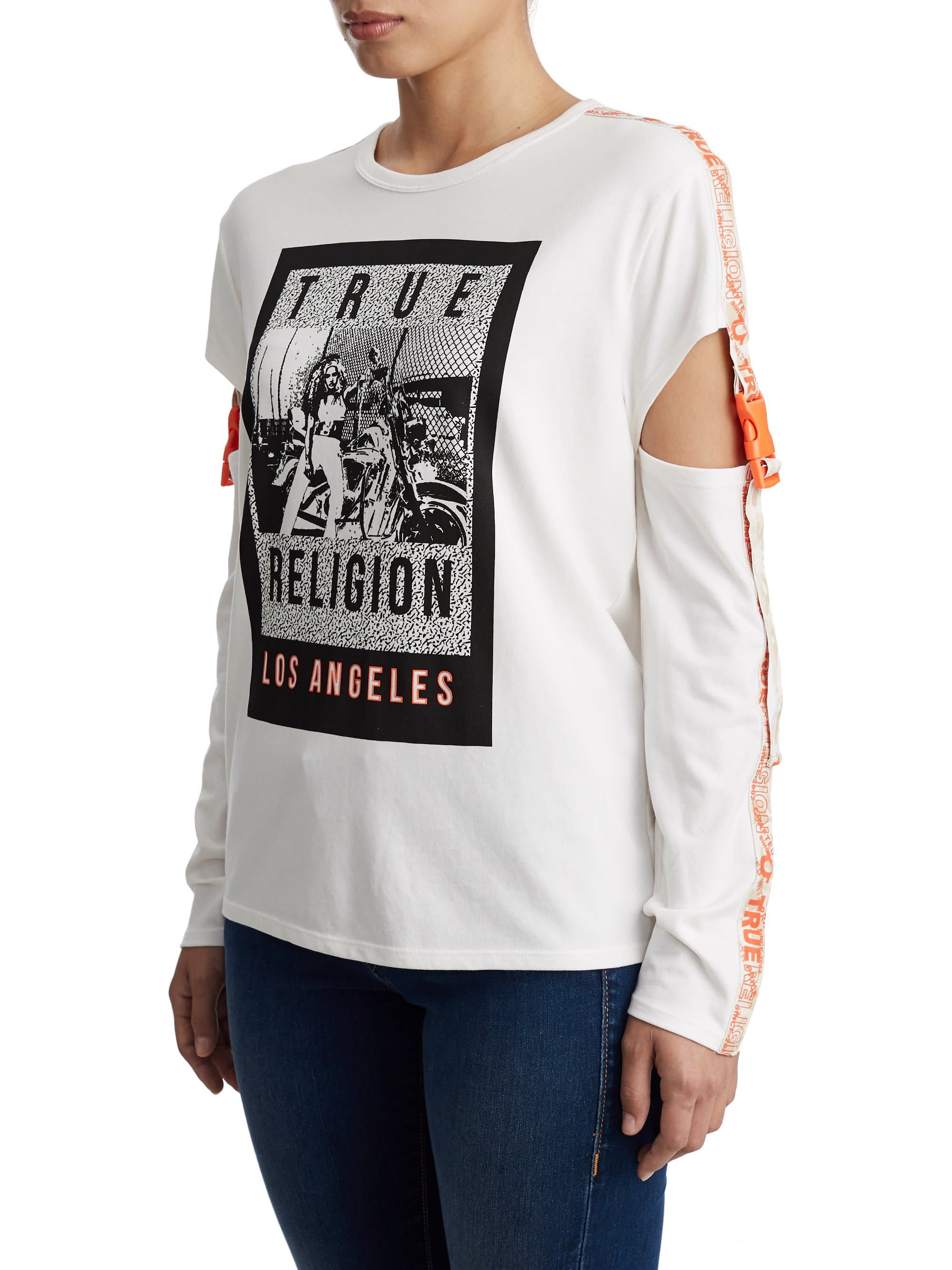 WOMENS CUT OUT GRAPHIC SHIRT W/ SNAPS