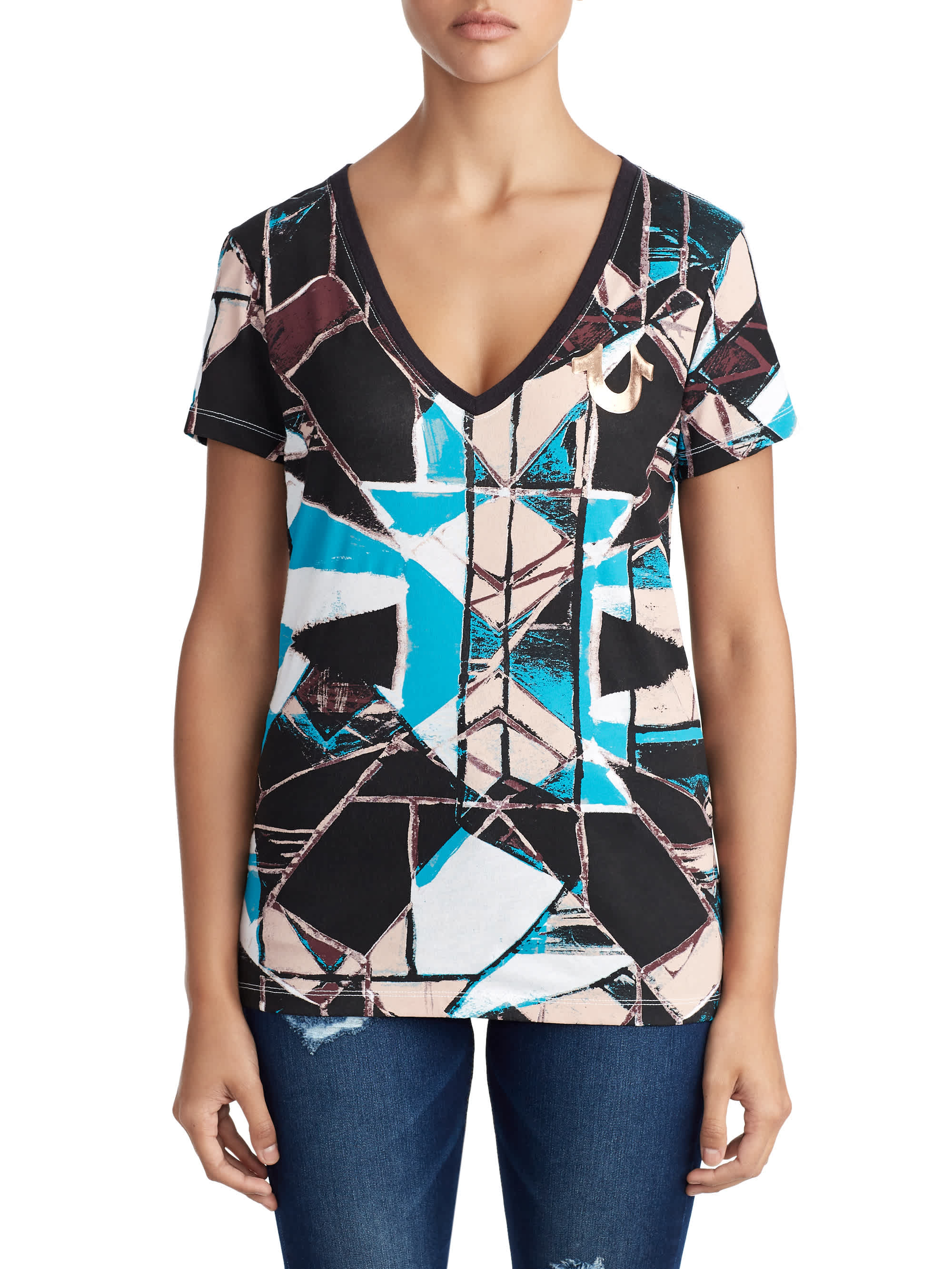 WOMENS STAINED GLASS BUDDHA GRAPHIC TEE