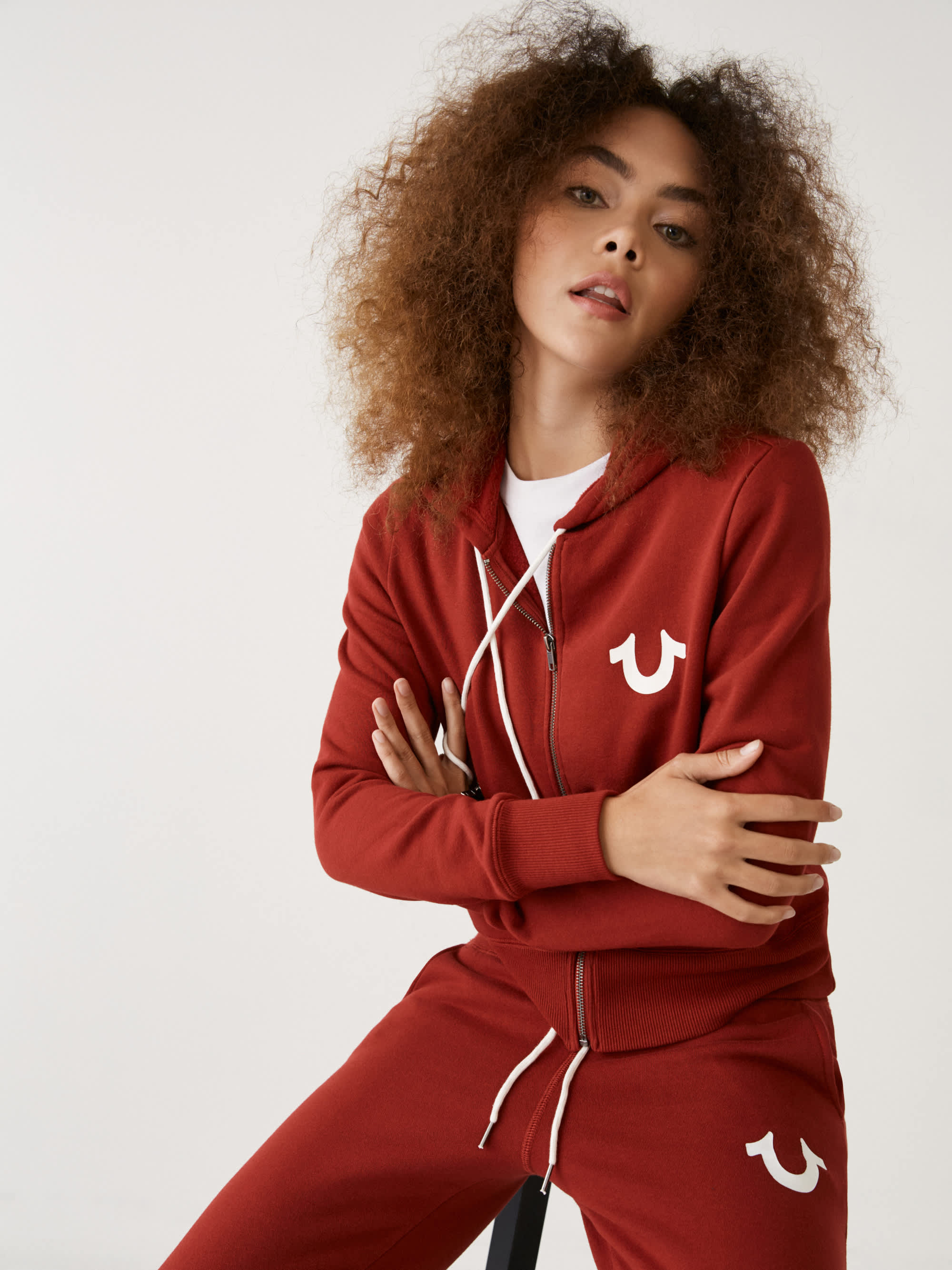 LOGO ZIP CROP HOODIE