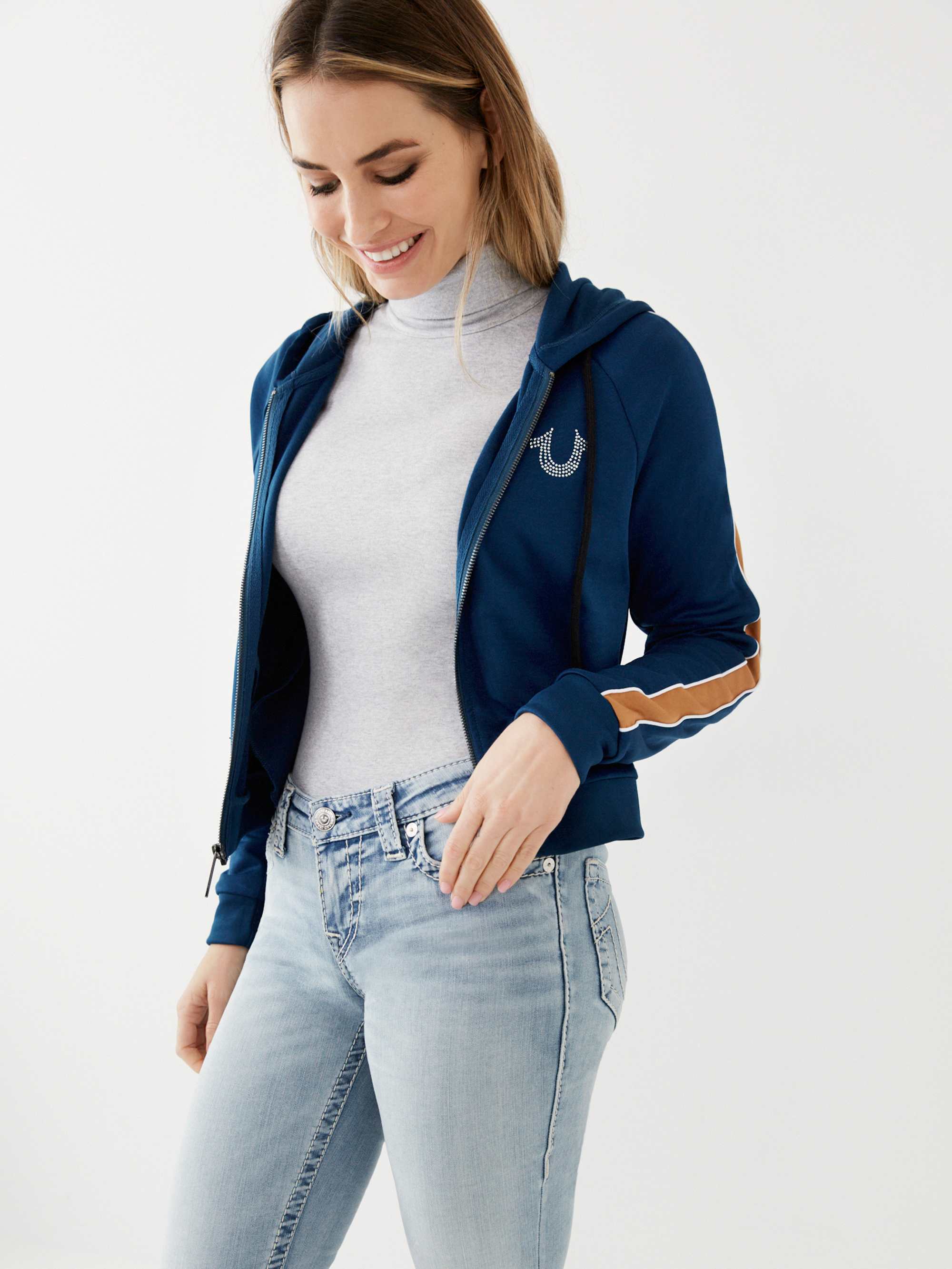 LOGO ZIP CROP HOODIE