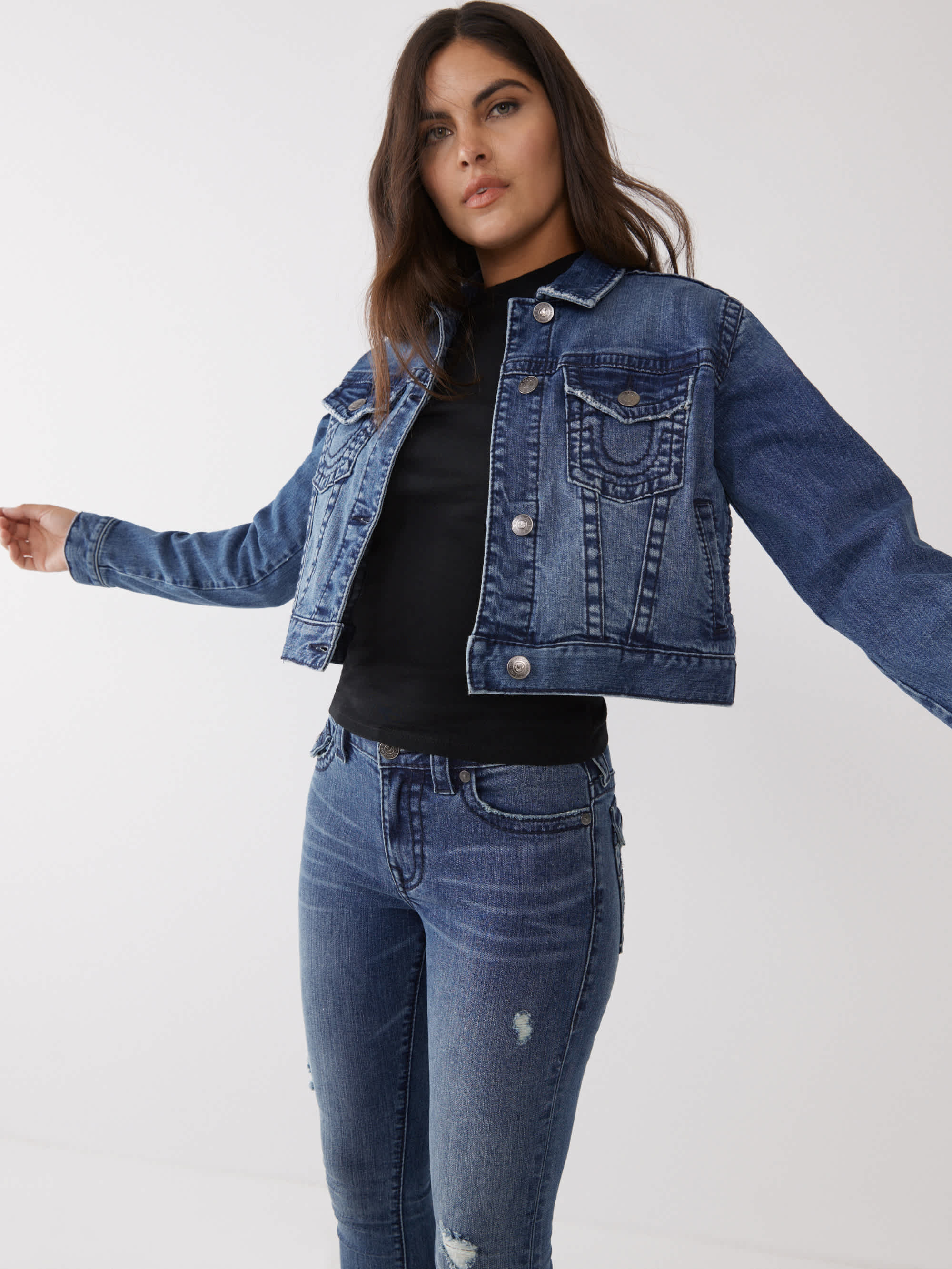 BIG T CROP DENIM JACKET