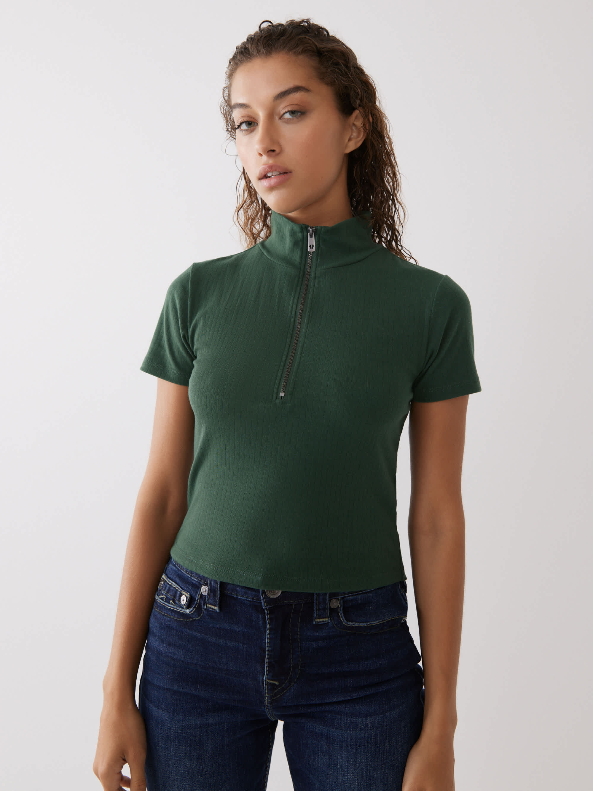 ZIP NECK TOP