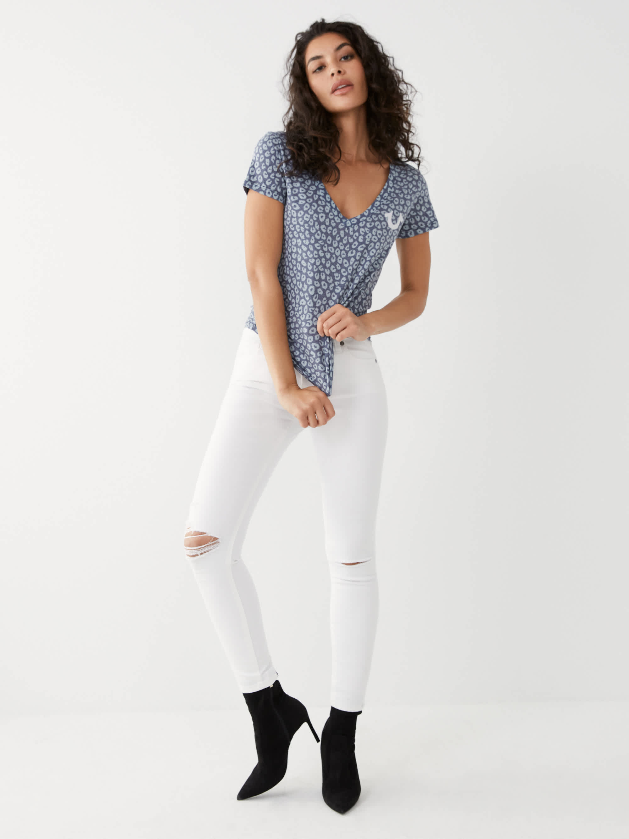 CHEETAH PRINT V TEE