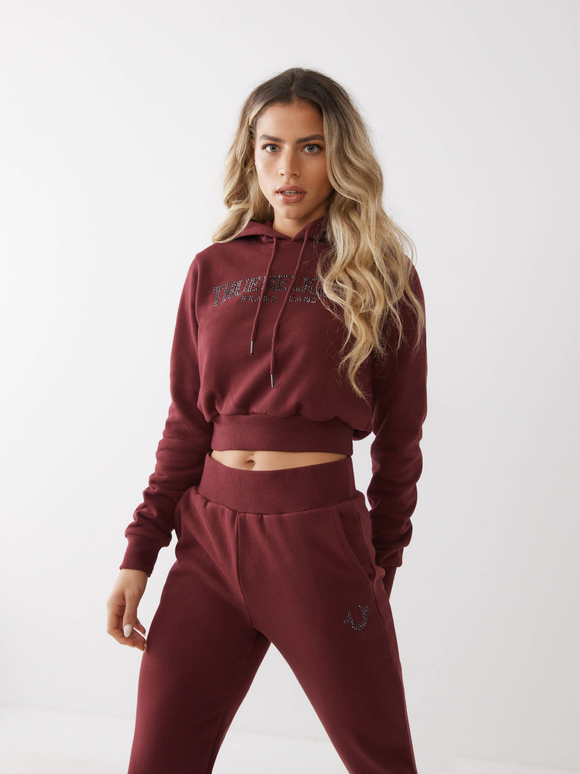 CRYSTAL LOGO CROP HOODIE