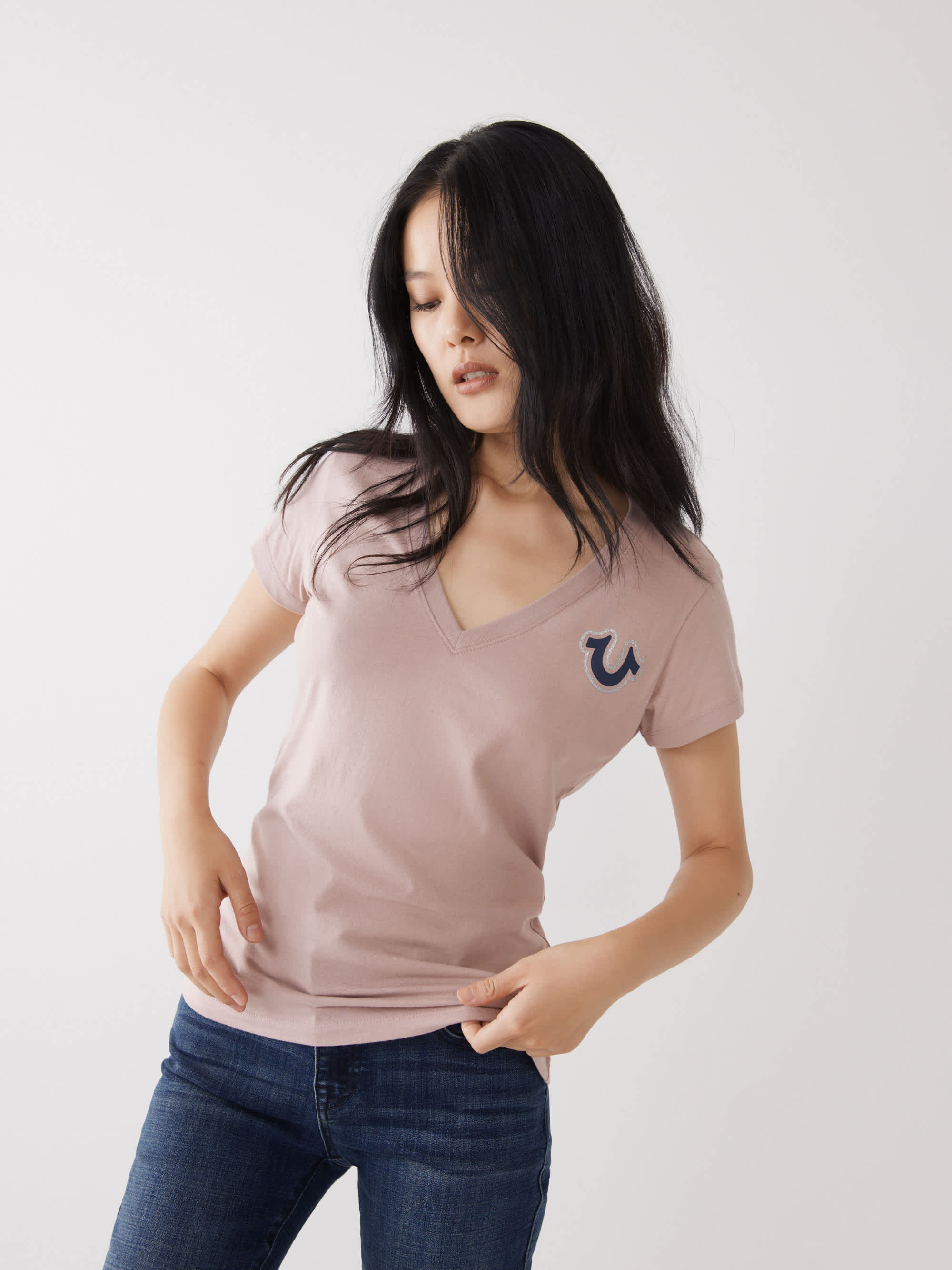 GLITTER LOGO V TEE