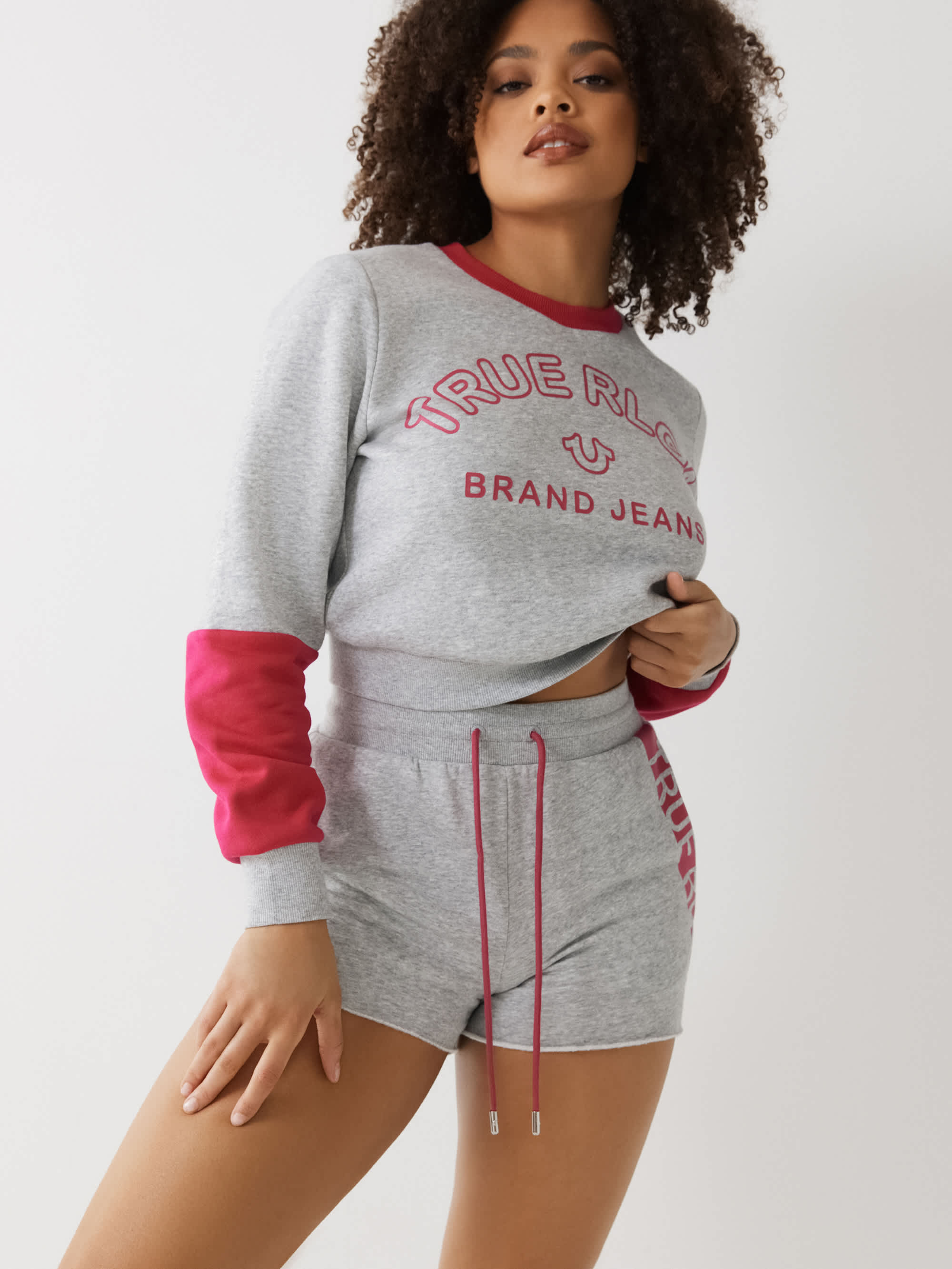 COLOR BLOCK CROP SWEATSHIRT