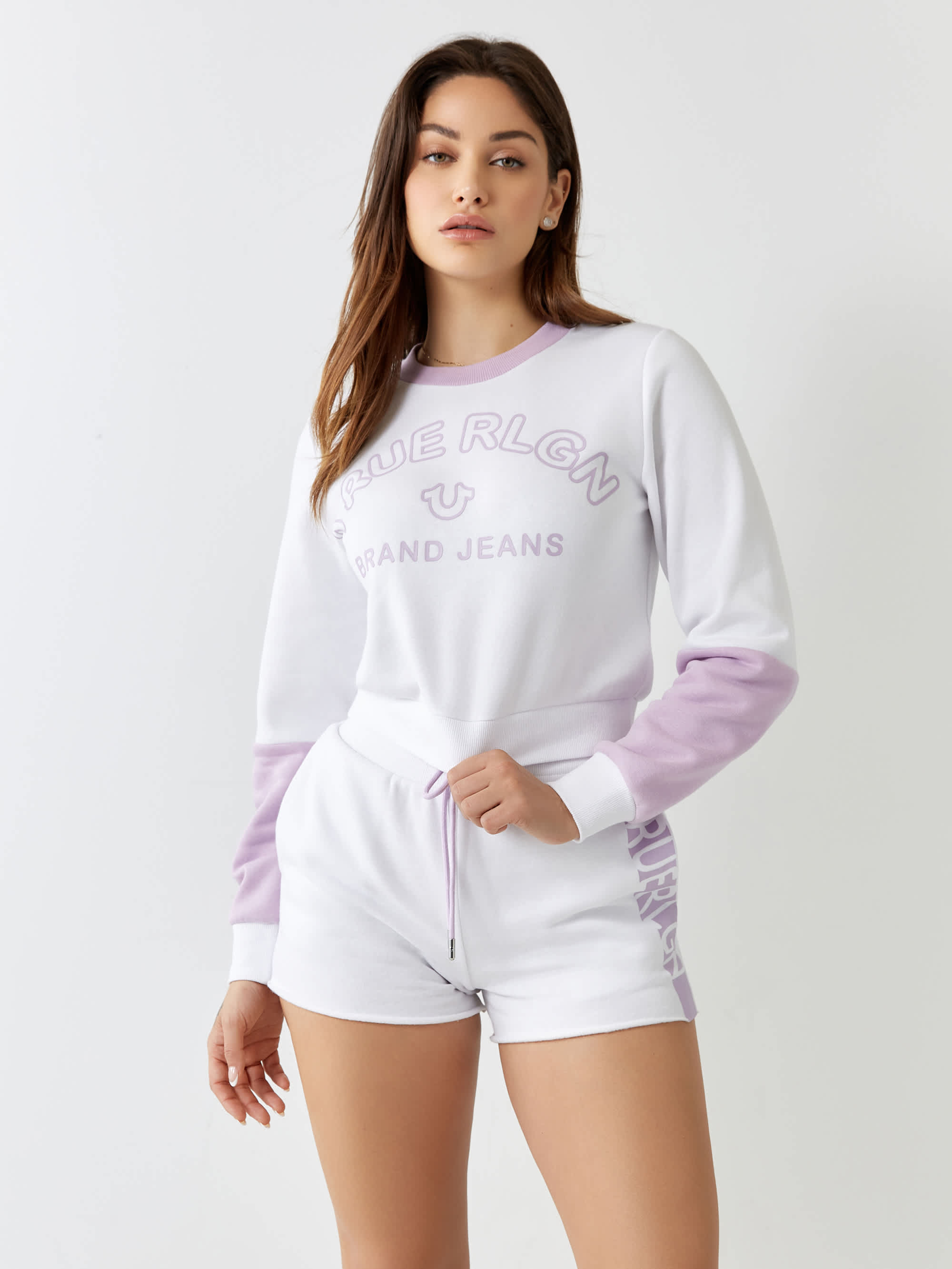 COLOR BLOCK CROP SWEATSHIRT