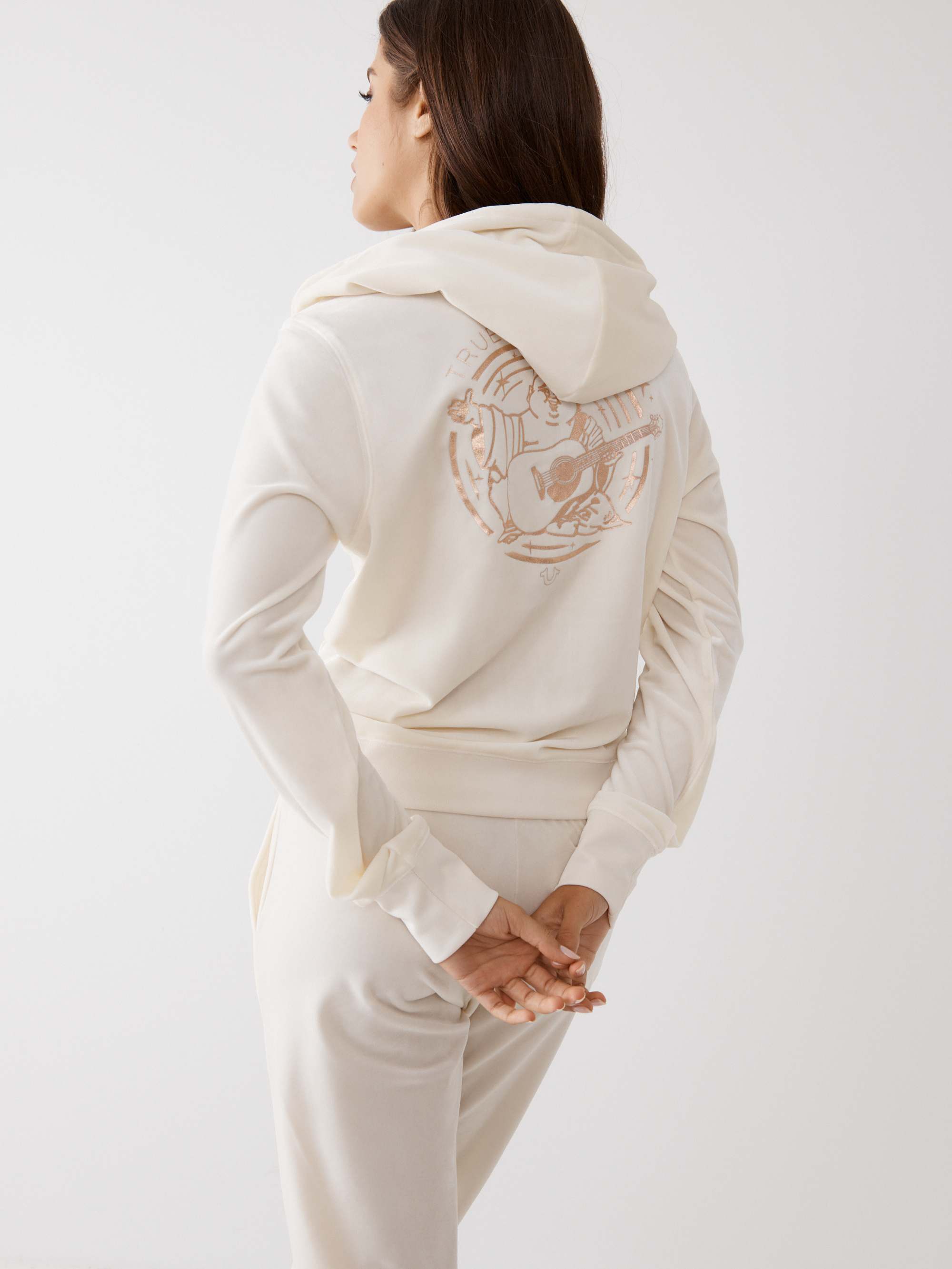 VELOUR LOGO ZIP HOODIE