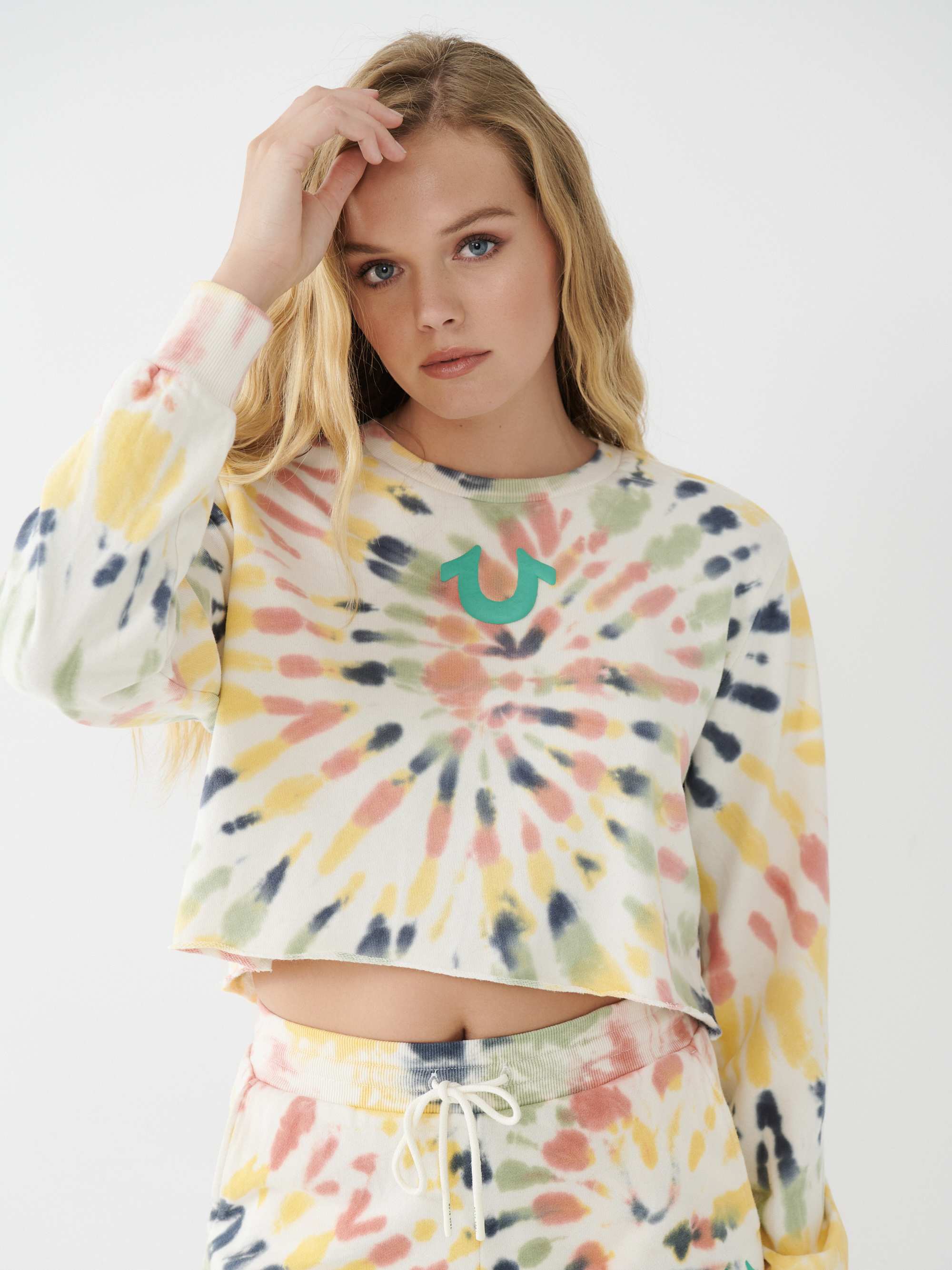 TIE DYE CROP RELAXED SWEATSHIRT