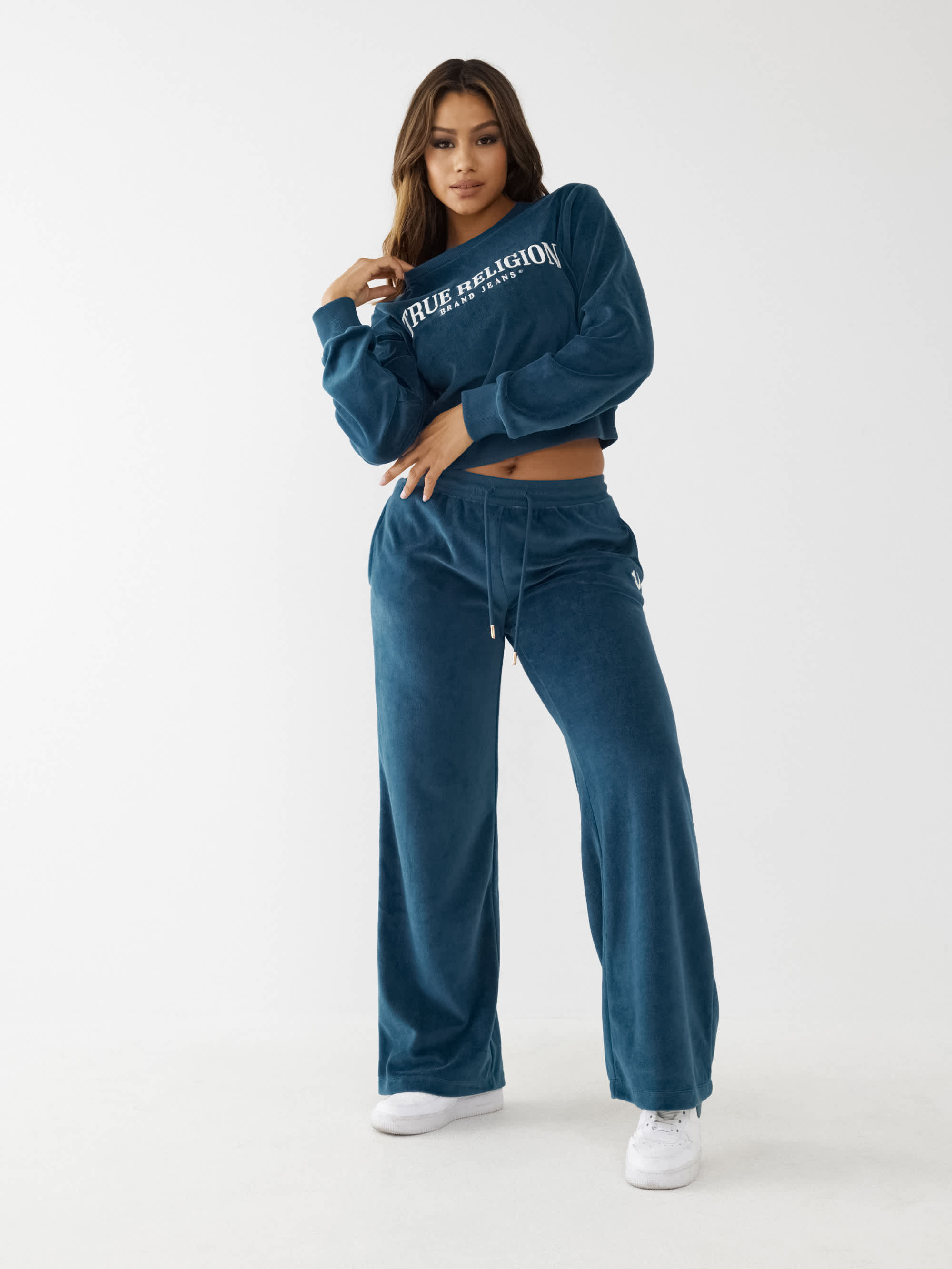 VELOUR WIDE LEG LOUNGE PANT