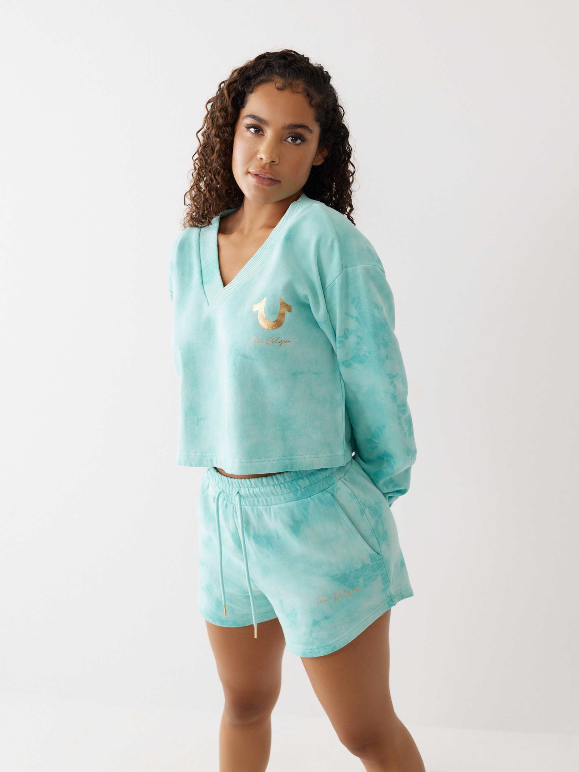 TIE DYE LOGO CROP SWEATSHIRT