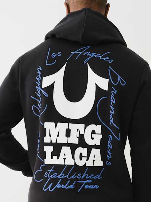 True Religion Men's Puff Print Logo Zip Hoodie In Black