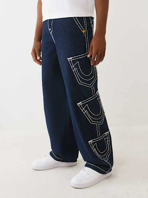 True Religion Multi-pocket Super T Baggy Cargo Pant In Blue
