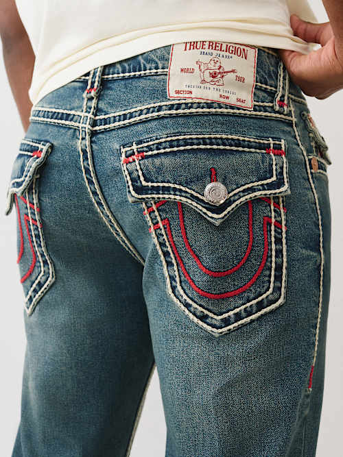 True Religion Billy Rope Stitch Bootcut Jean 34" In Blue