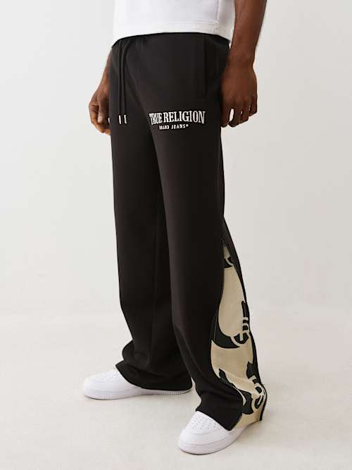 True Religion Men's Zip-up Baggy Sweatpant In Black