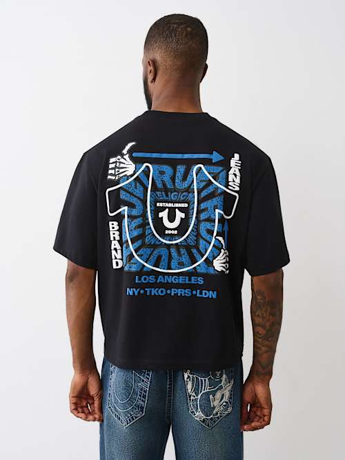 True Religion Men's Thumbs Up Boxy T-shirt In Black