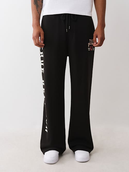True Religion Flag Baggy Cotton Blend Sweatpants In Black