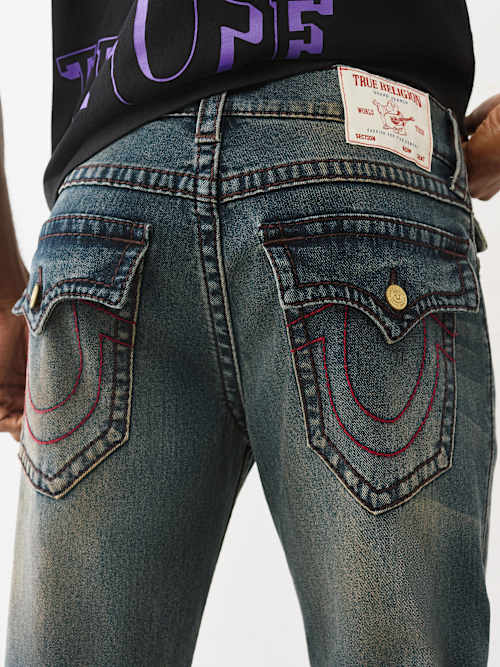 True Religion Ricky Super T Straight Leg Jeans In Blue
